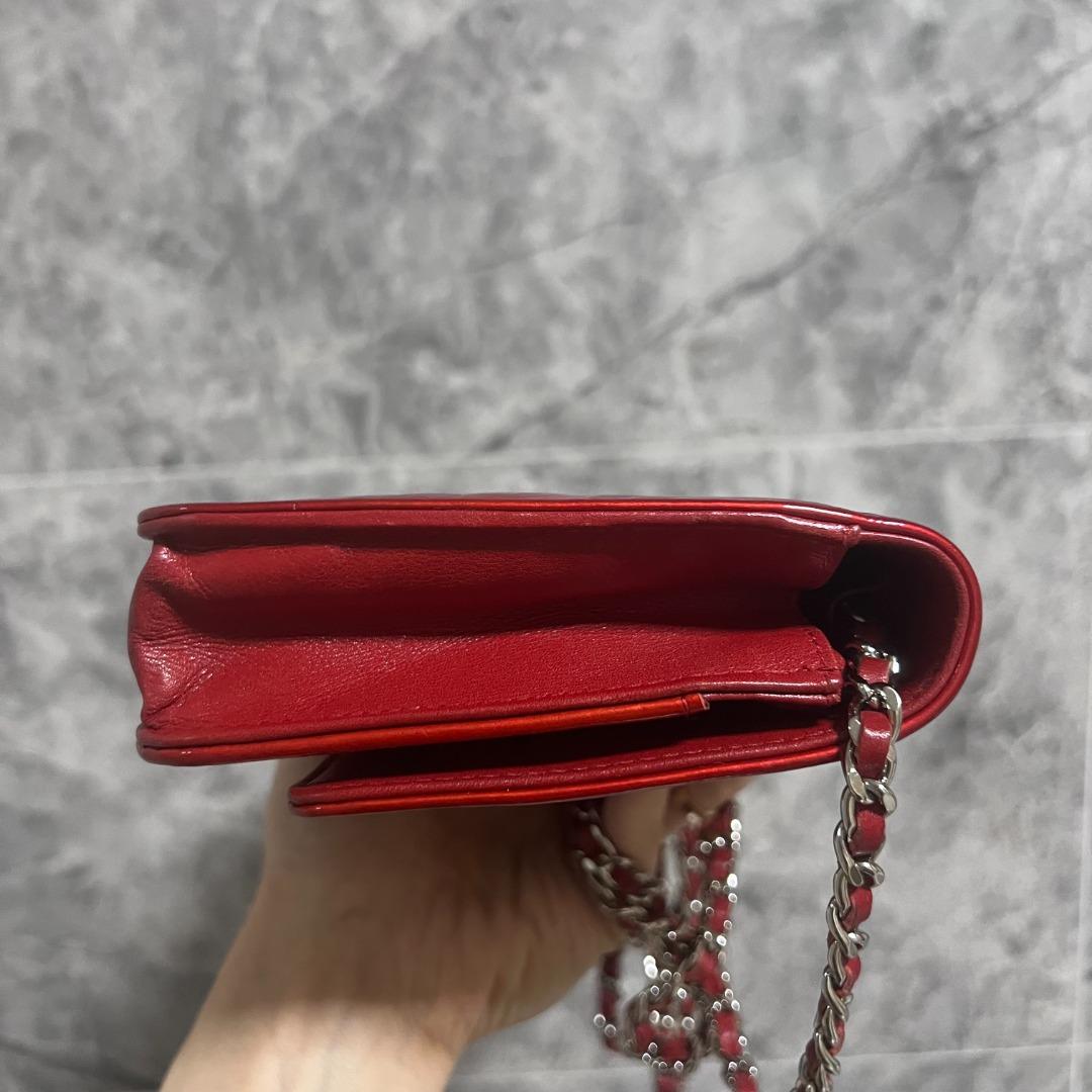 Chanel Camellia Wallet On Chain WOC Red No 14 - Luxury Evermore