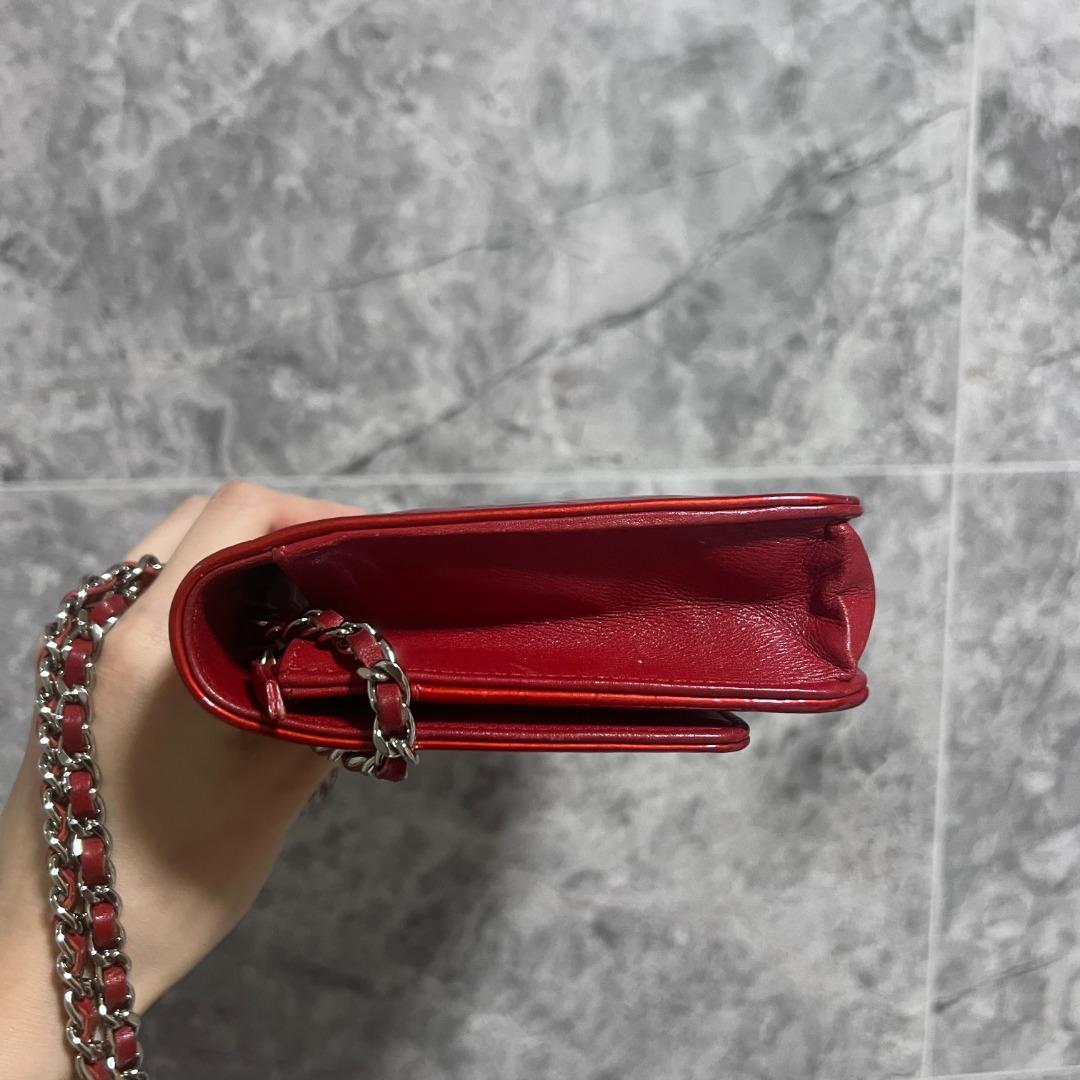 Chanel Camellia Wallet On Chain WOC Red No 14 - Luxury Evermore