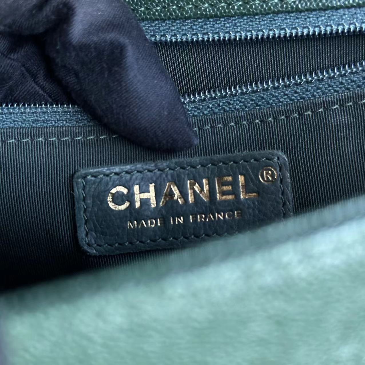 Chanel Caviar Boy New Medium 28CM Chevron Calfskin Leboy Dark Green GHW No 26 - Luxury Evermore