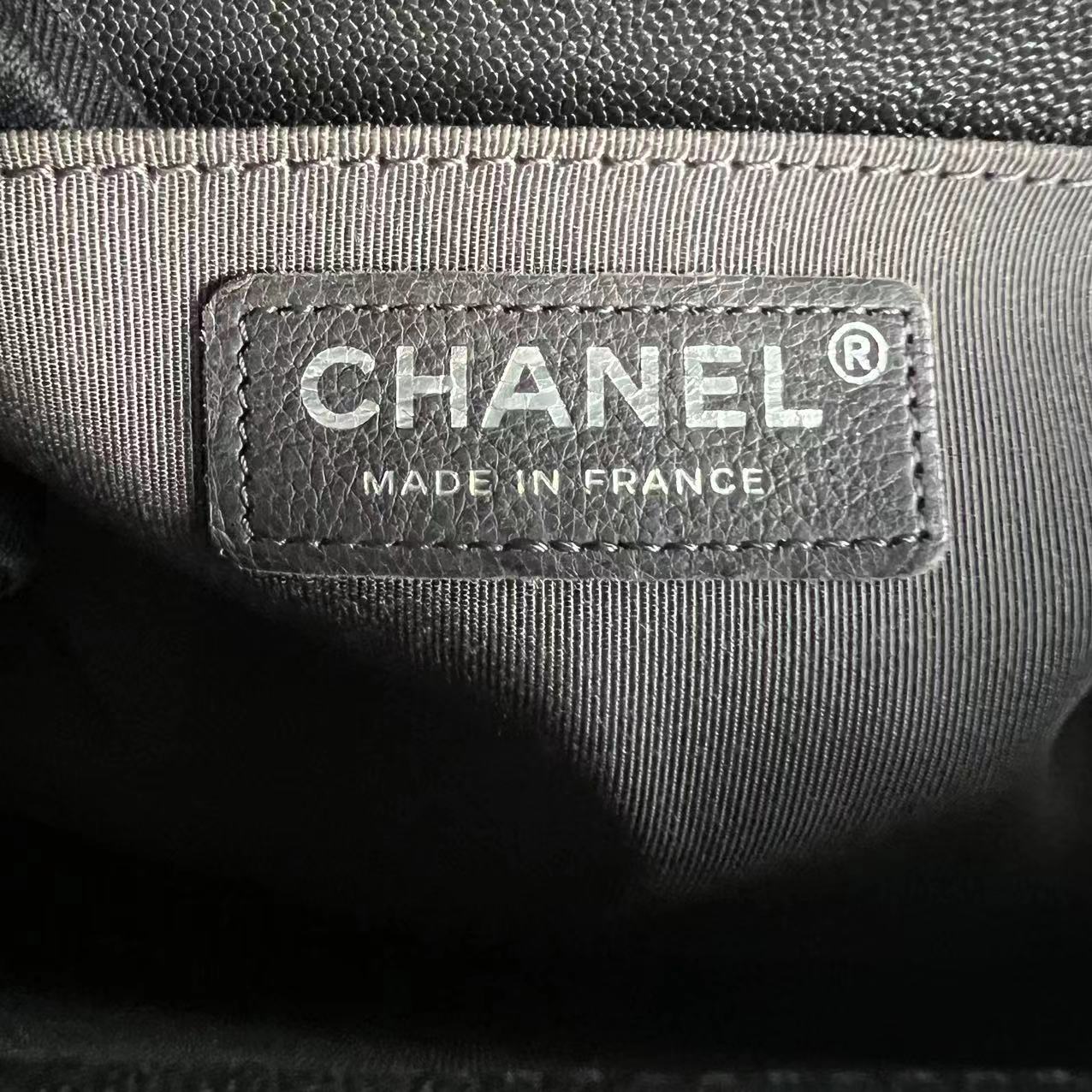 Chanel Caviar Boy Old Medium 25CM Quilted Calfskin Dark Grey Gray Silver Hardware Series 26 - Luxury Evermore