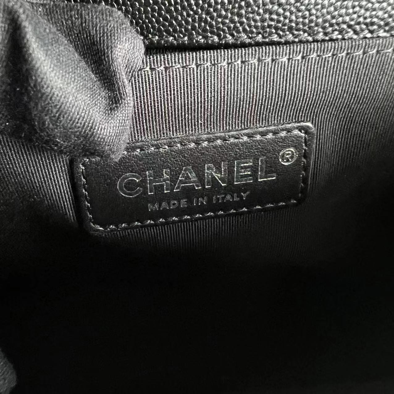 Chanel Caviar Boy Old Medium Chevron Grained Calfskin Black Silver Hardware Series 25 - Luxury Evermore