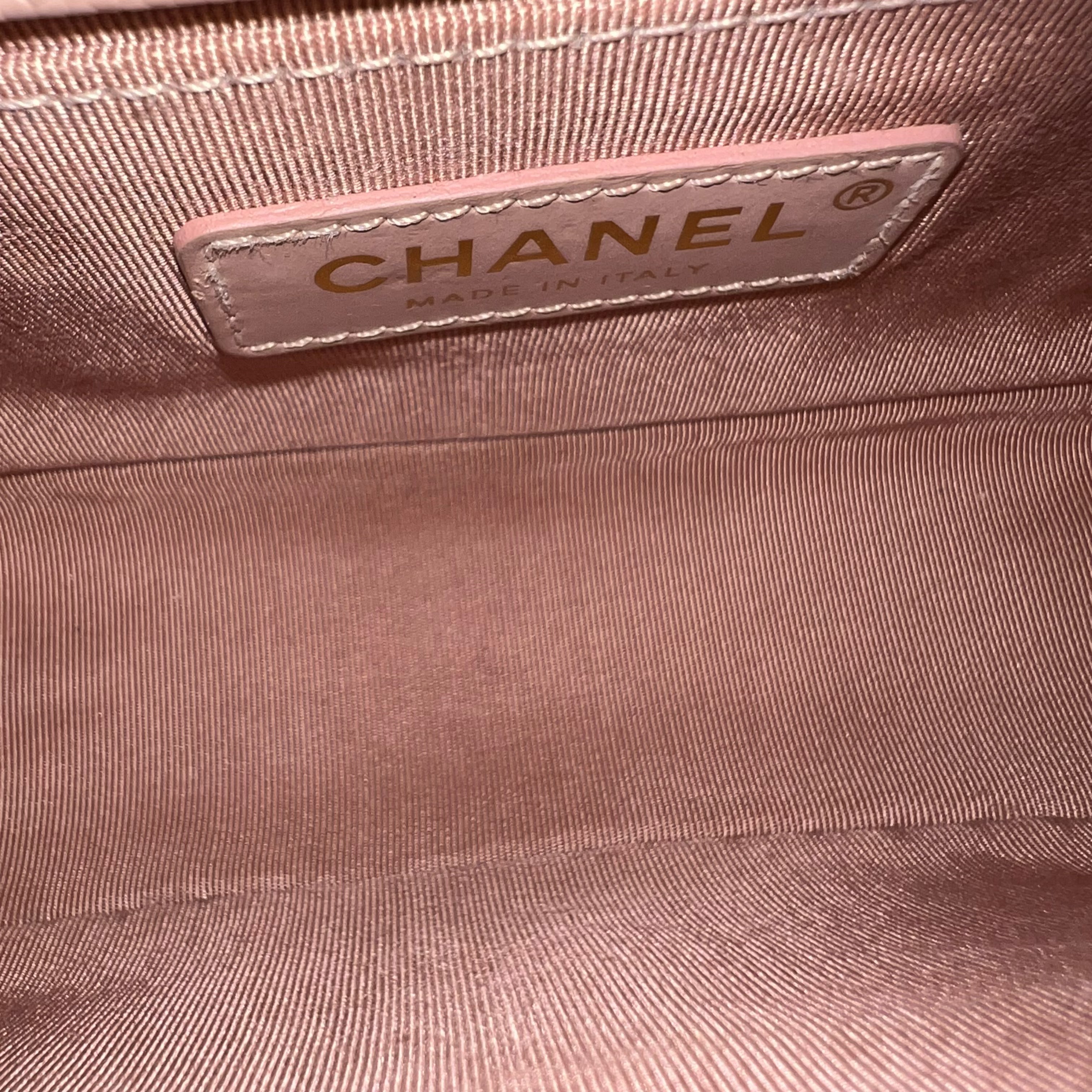 Chanel Caviar Boy Small 20CM Chevron Pink Nude Grained Calfskin Gold Hardware Series 25 - Luxury Evermore