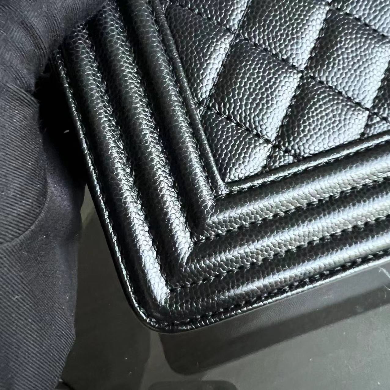 Chanel Caviar Boy Small 20CM Quilted Grained Calfskin Black Ruthenium Silver Hardware Series 27 - Luxury Evermore