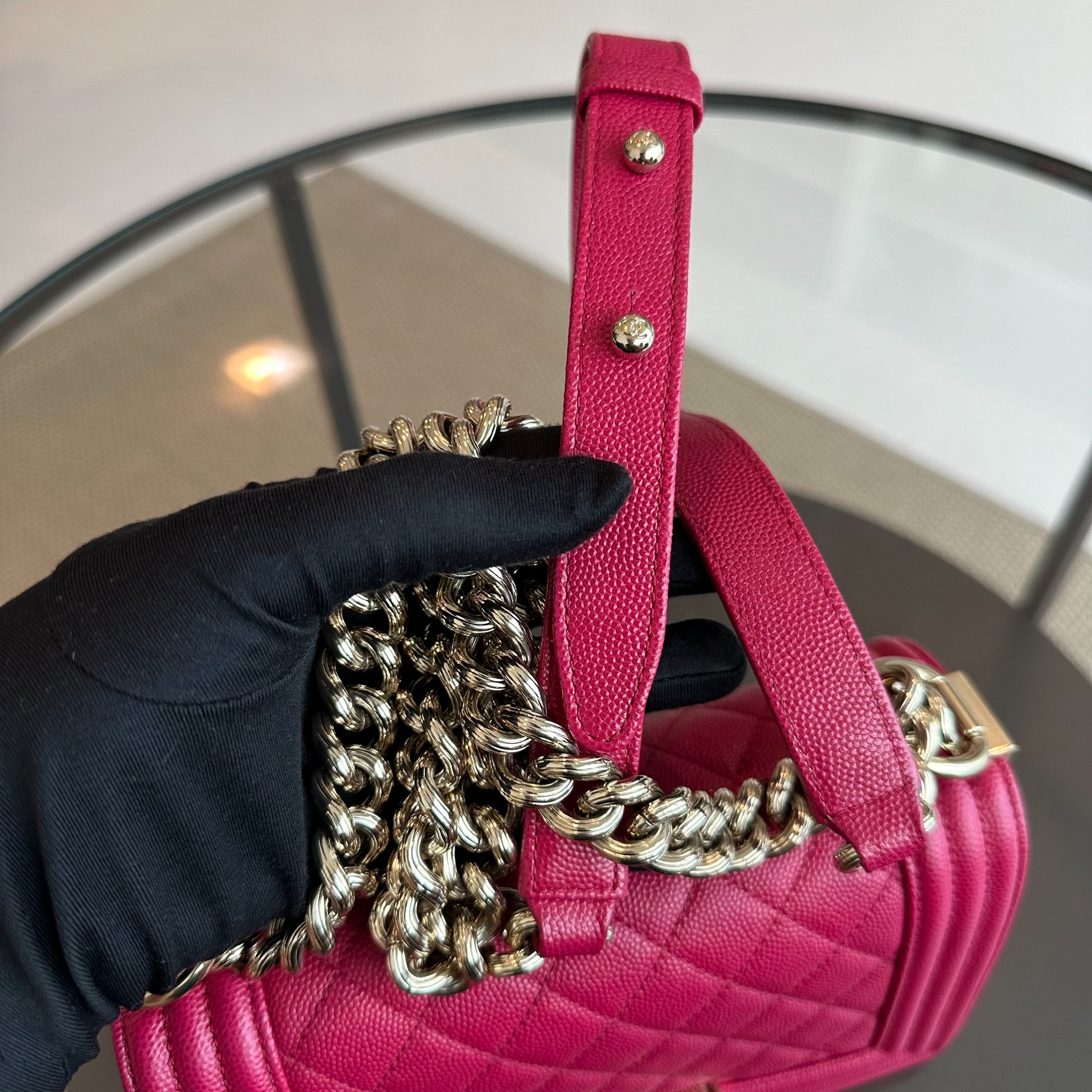 Chanel Caviar Boy Small Quilted Calfskin Leboy Hot Pink GHW No 23 - Luxury Evermore