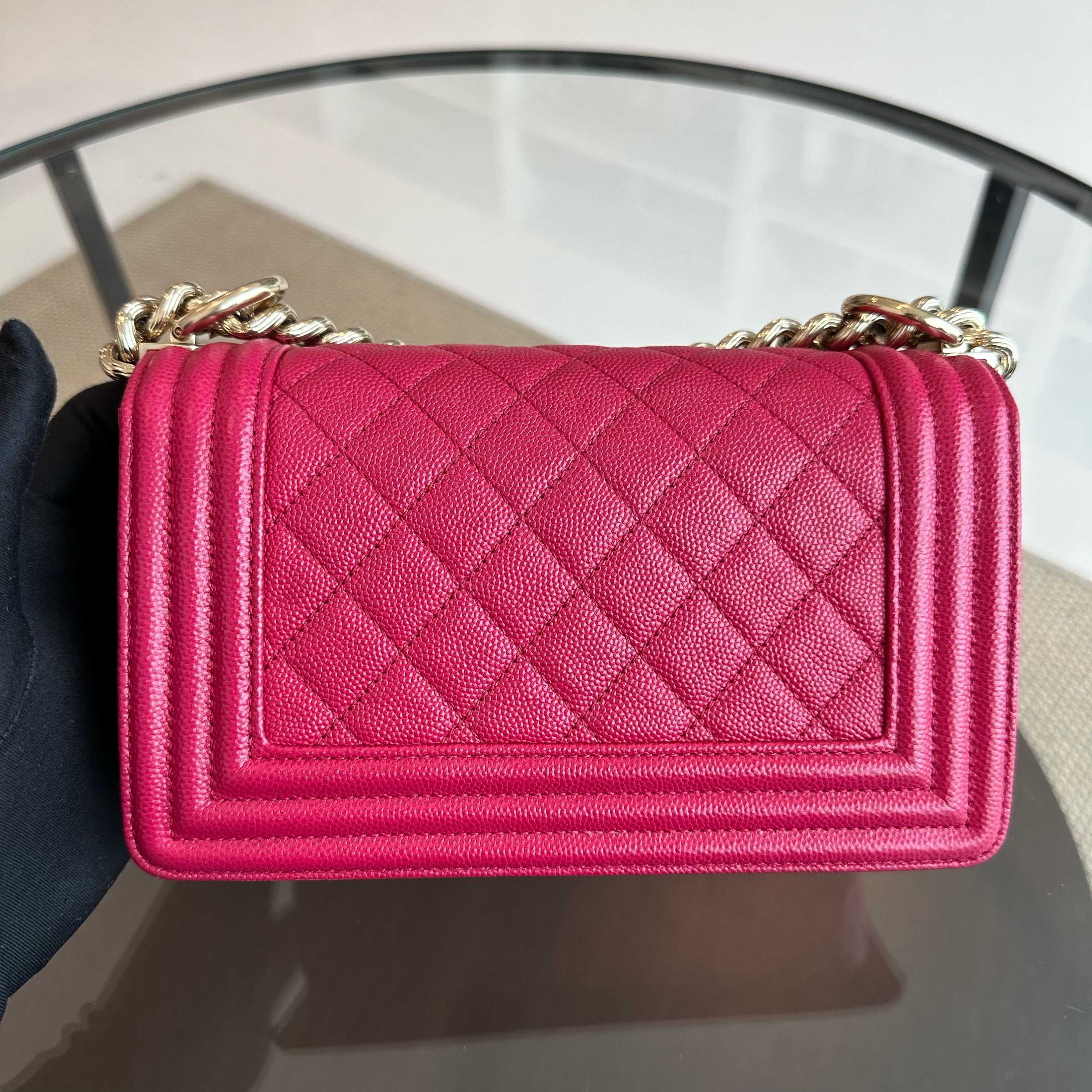 Chanel Caviar Boy Small Quilted Calfskin Leboy Hot Pink GHW No 23 - Luxury Evermore