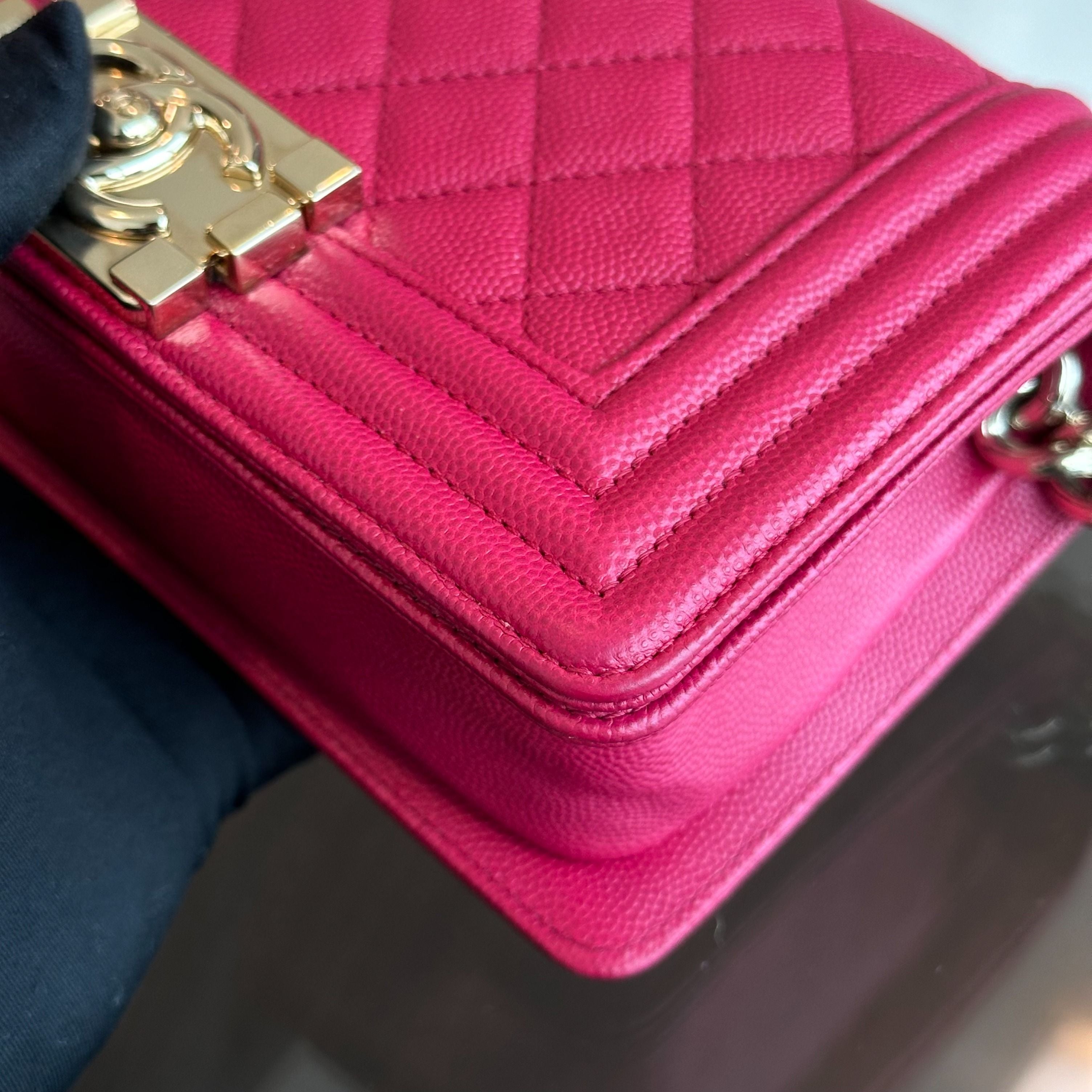 Chanel Caviar Boy Small Quilted Calfskin Leboy Hot Pink GHW No 23 - Luxury Evermore