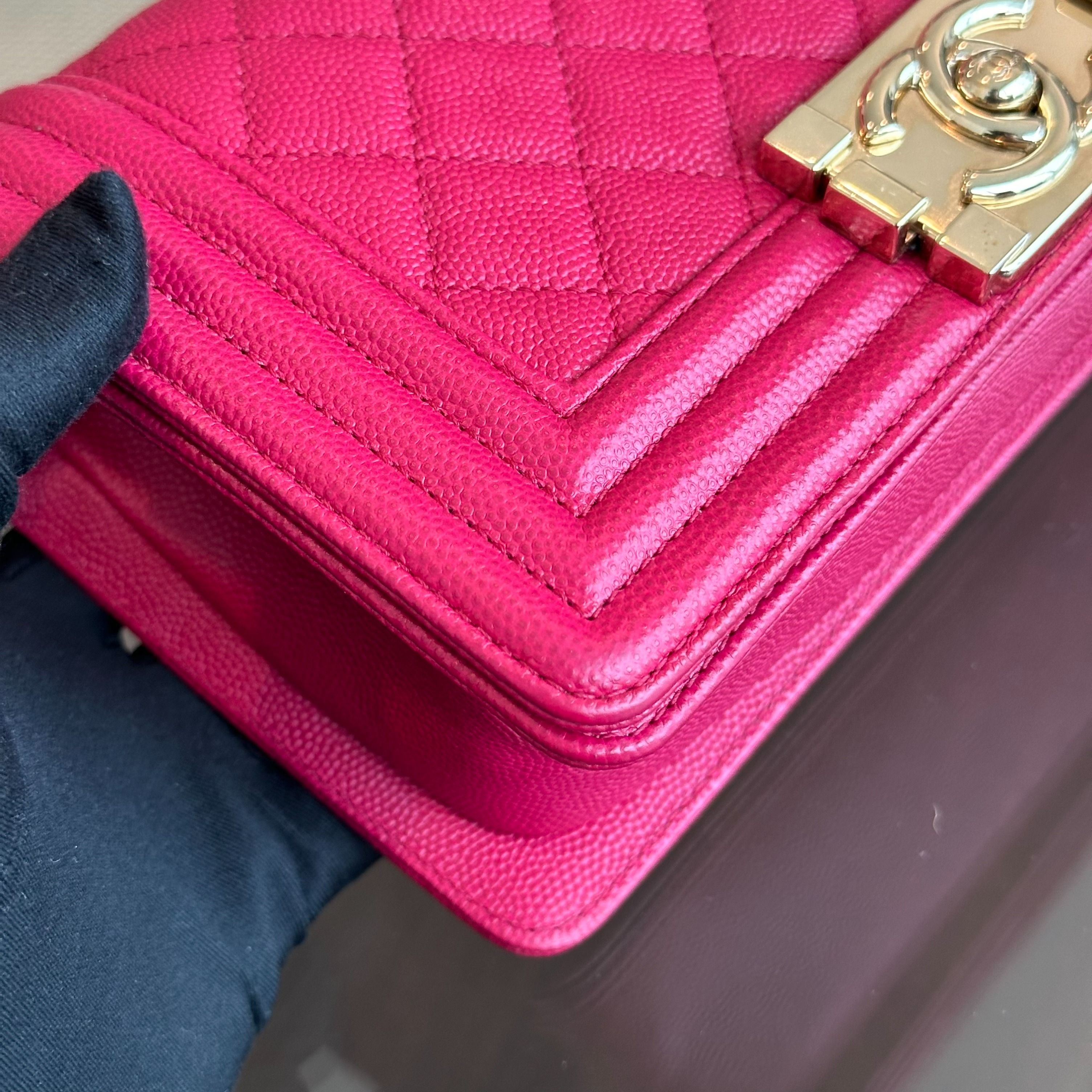 Chanel Caviar Boy Small Quilted Calfskin Leboy Hot Pink GHW No 23 - Luxury Evermore