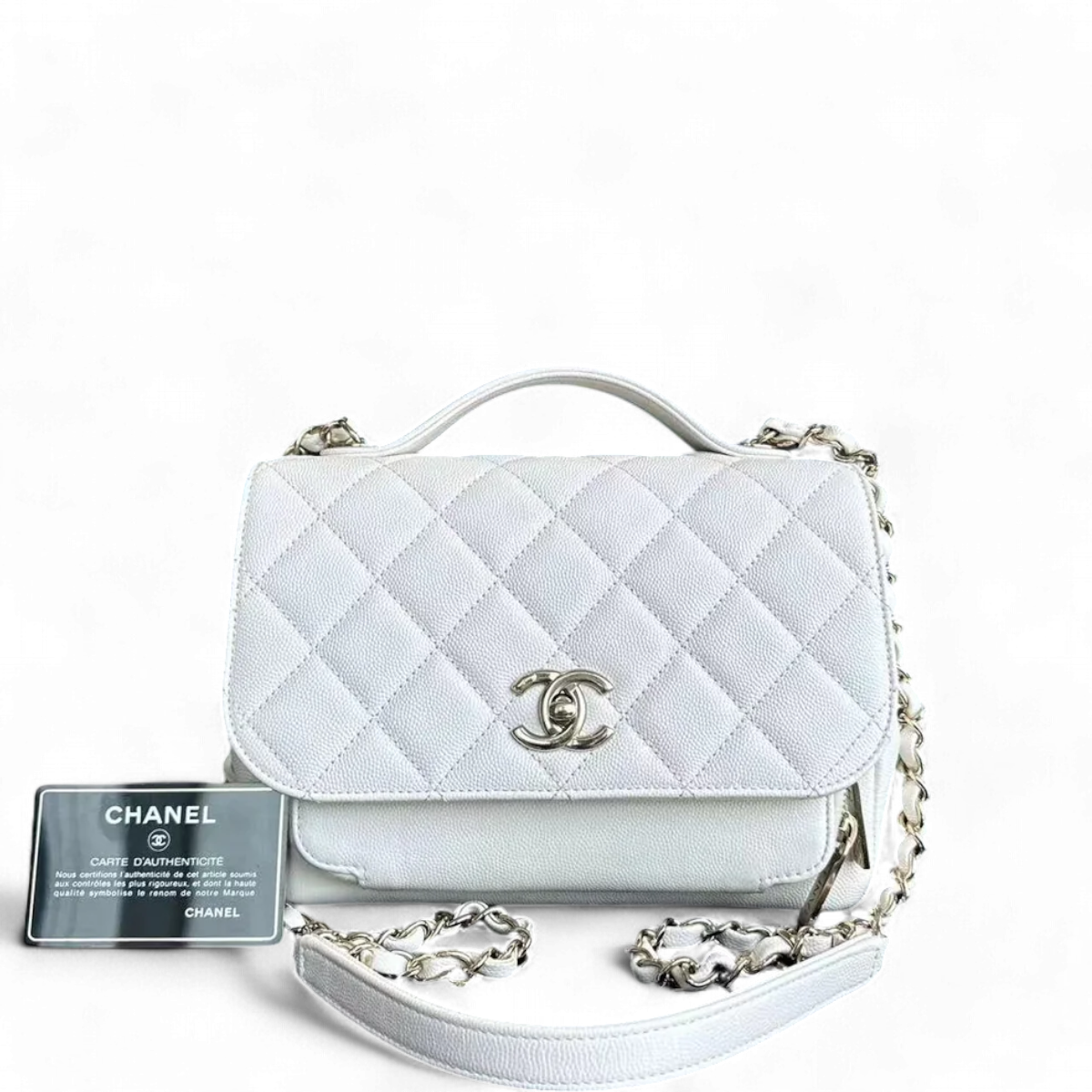 Chanel Business Affinity - Caviar Medium White Golden Hardware Series 25