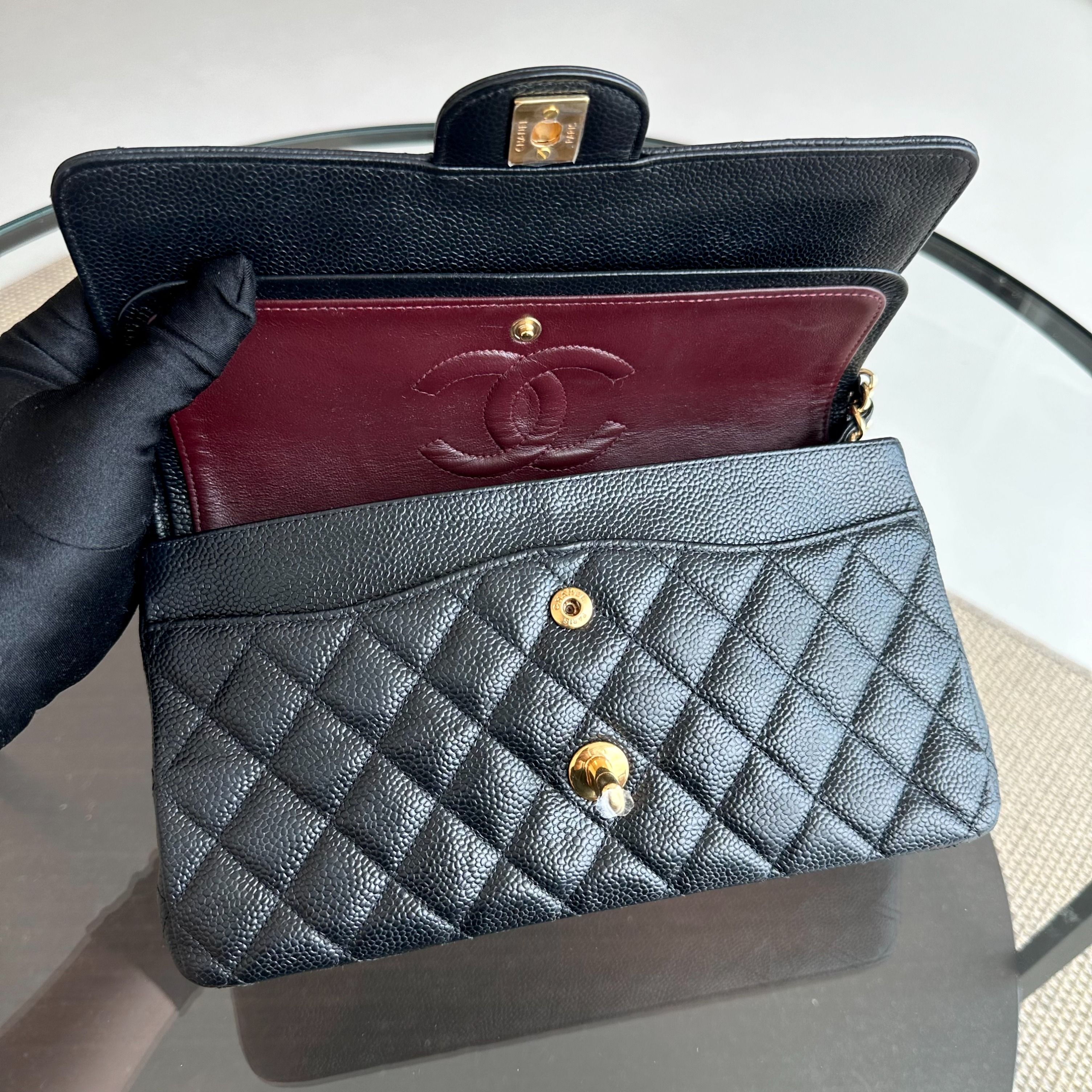 Chanel Caviar Classic Flap Quilted Calfskin Black GHW No 18 - Luxury Evermore