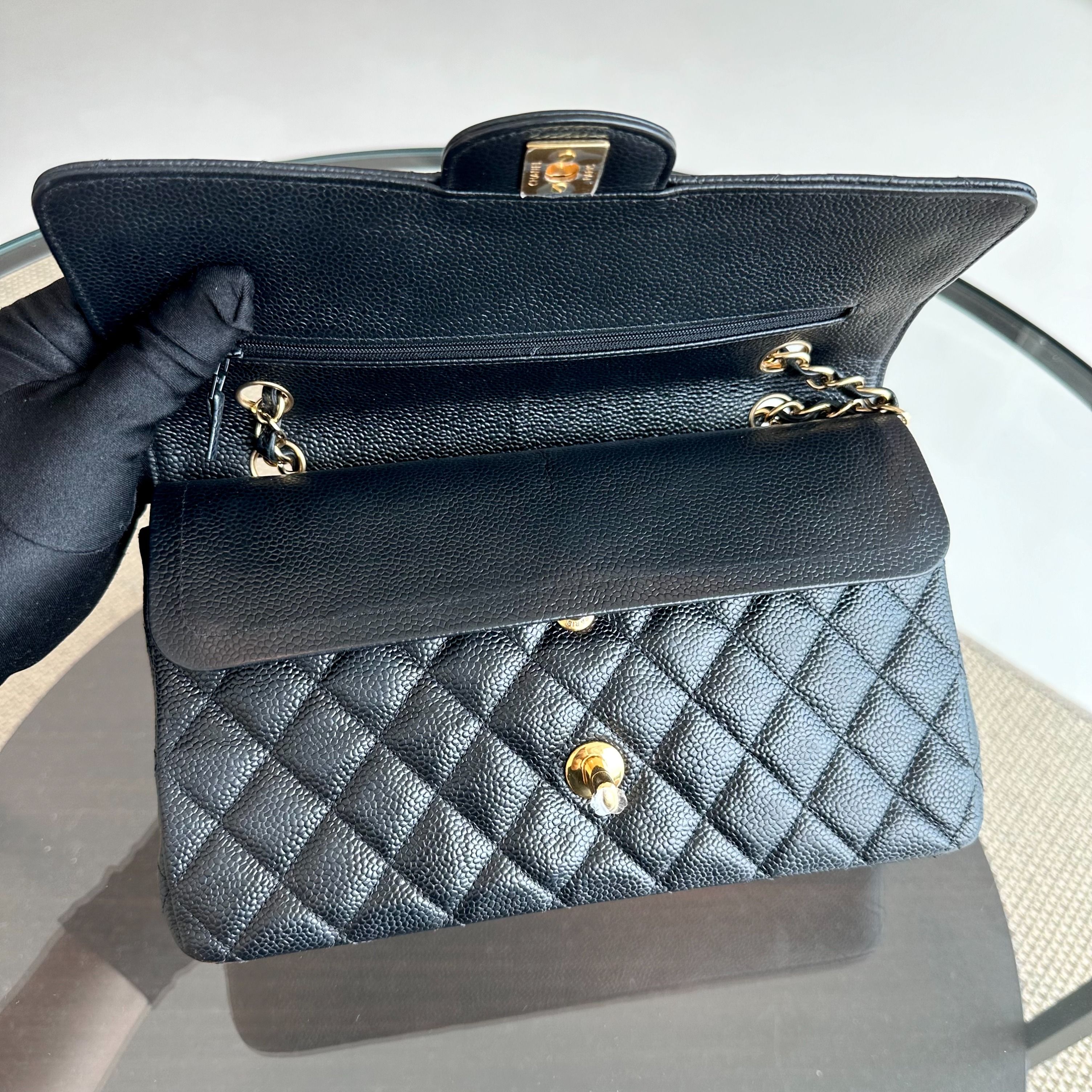 Chanel Caviar Classic Flap Quilted Calfskin Black GHW No 18 - Luxury Evermore