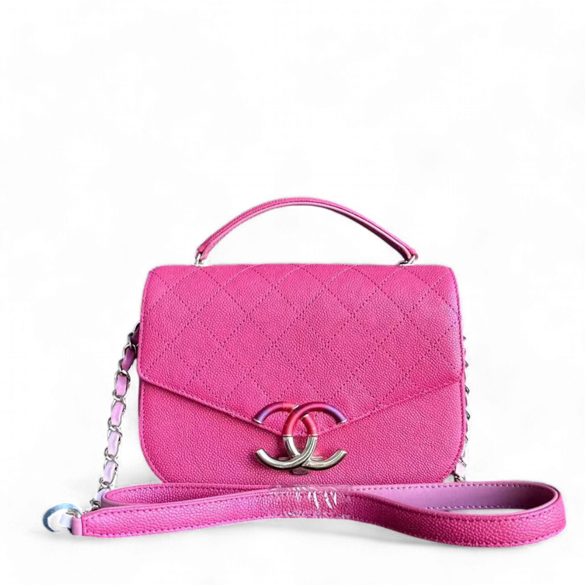 Caviar Coco Curve Cuba Small 21CM Thread Around Grained Calfskin Pink Golden Hardware Series 25