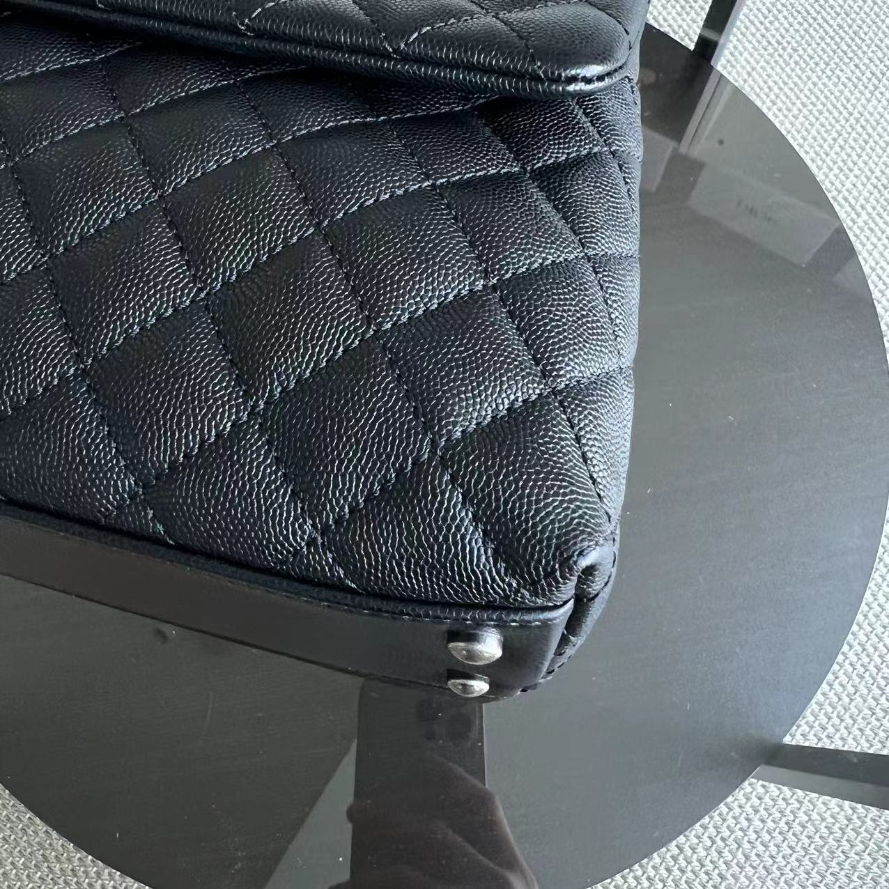 Chanel Caviar Coco Handle Large Quilted Grained Calfskin Black Silver Hardware Series 23 - Luxury Evermore