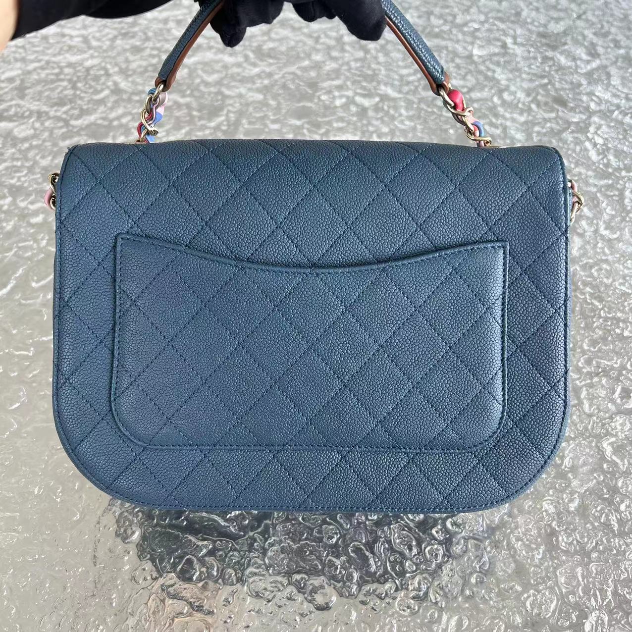 Chanel Caviar Cuba Medium Coco Curve Quilted Grained Calfskin Blue Cross Body Golden Hardware Series 23 - Luxury Evermore