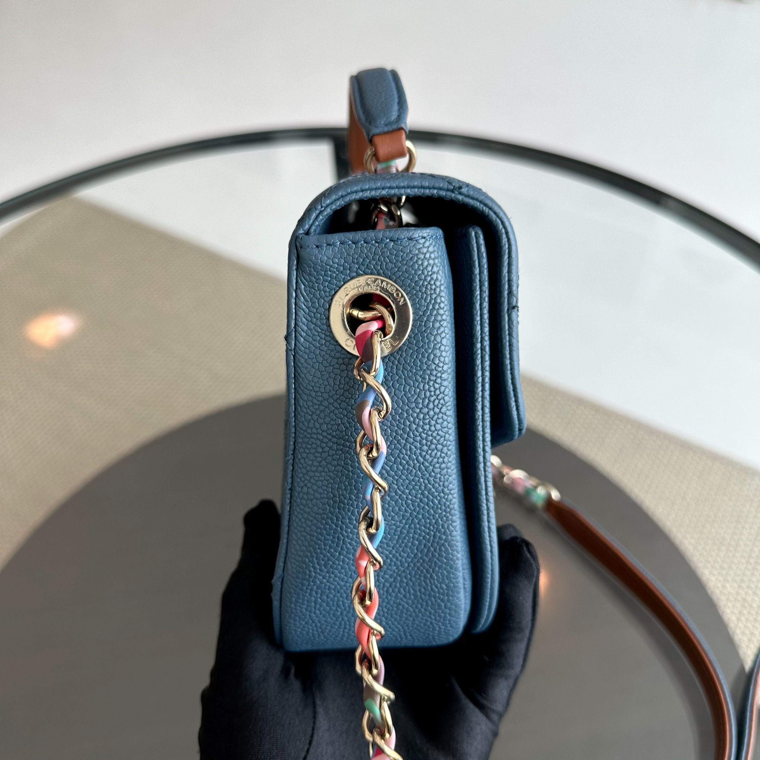 Chanel Caviar Cuba Thread Around Blue GHW No 23 - Luxury Evermore