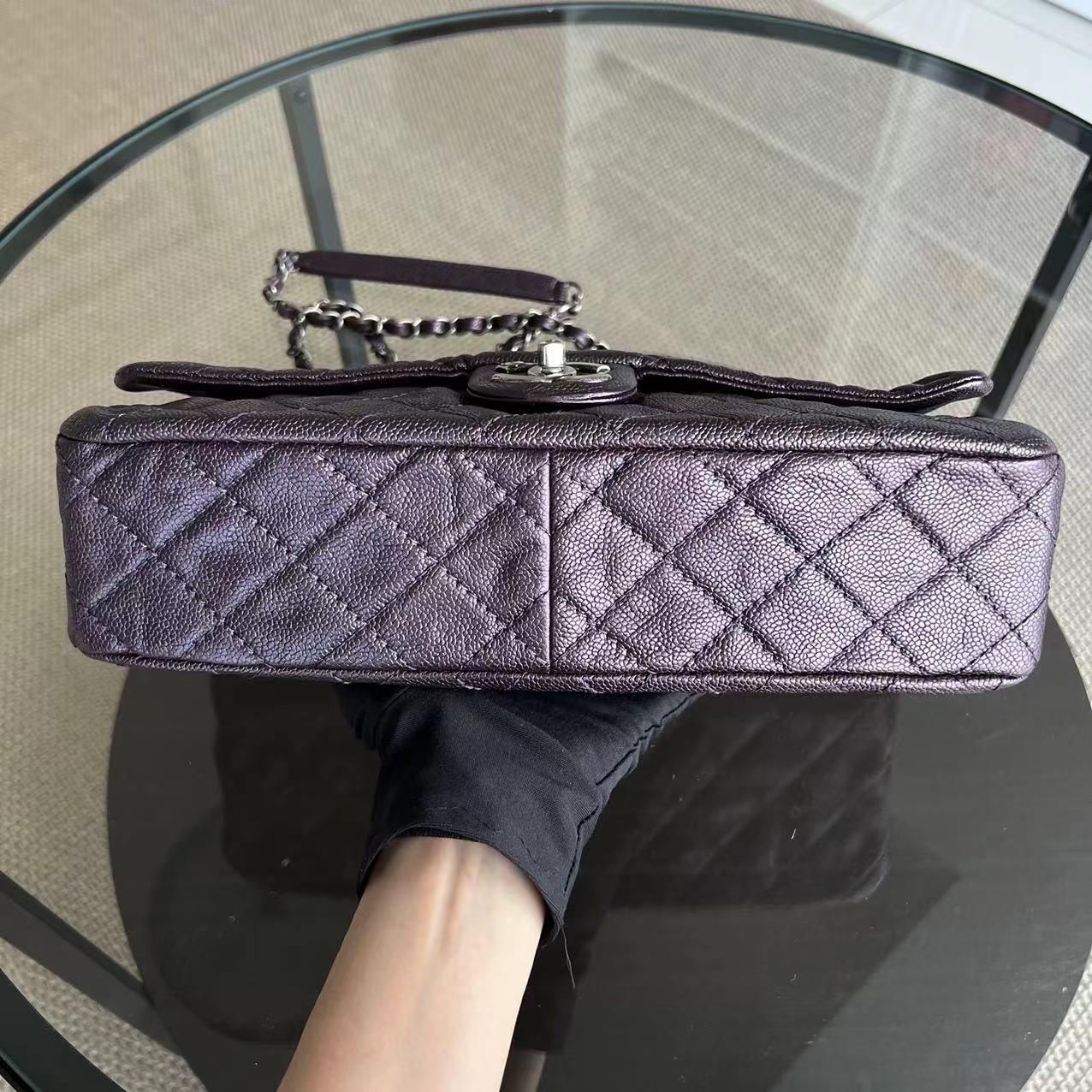 Chanel Caviar Easy Flap Jumbo 30CM Quilted Calfskin Purple RSHW No 16 - Luxury Evermore