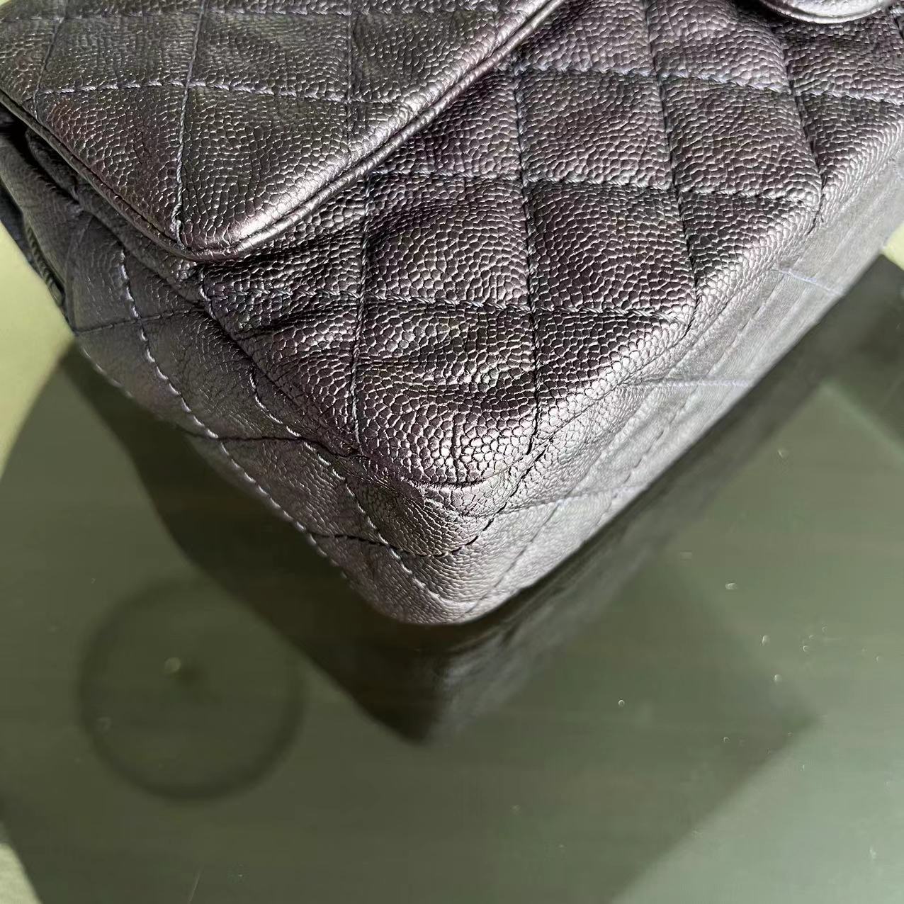 Chanel Caviar Easy Flap Jumbo 30CM Quilted Calfskin Purple RSHW No 16 - Luxury Evermore