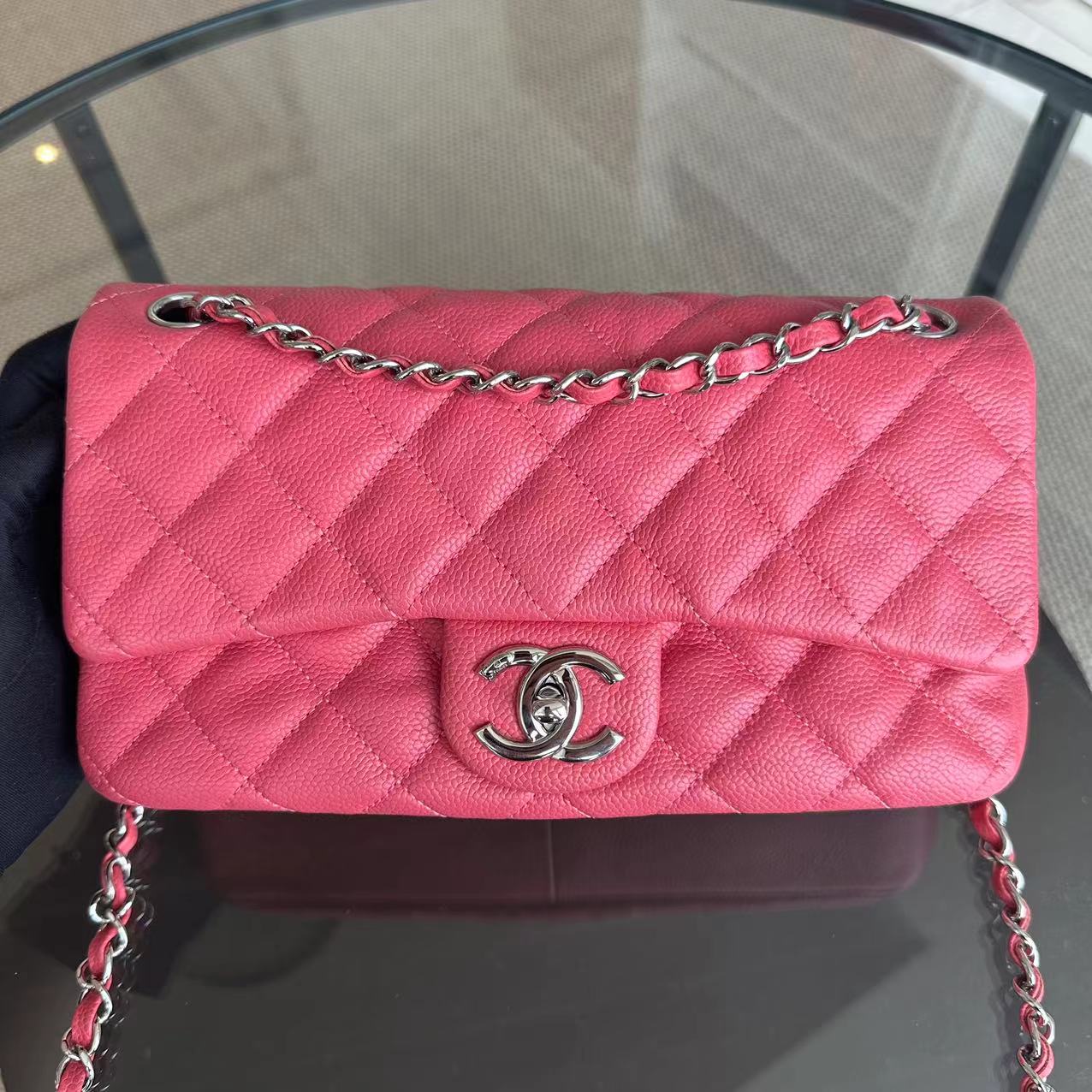 Chanel Caviar Easy Flap Zipper Quilted Calfskin Small Pink SHW No 20 - Luxury Evermore