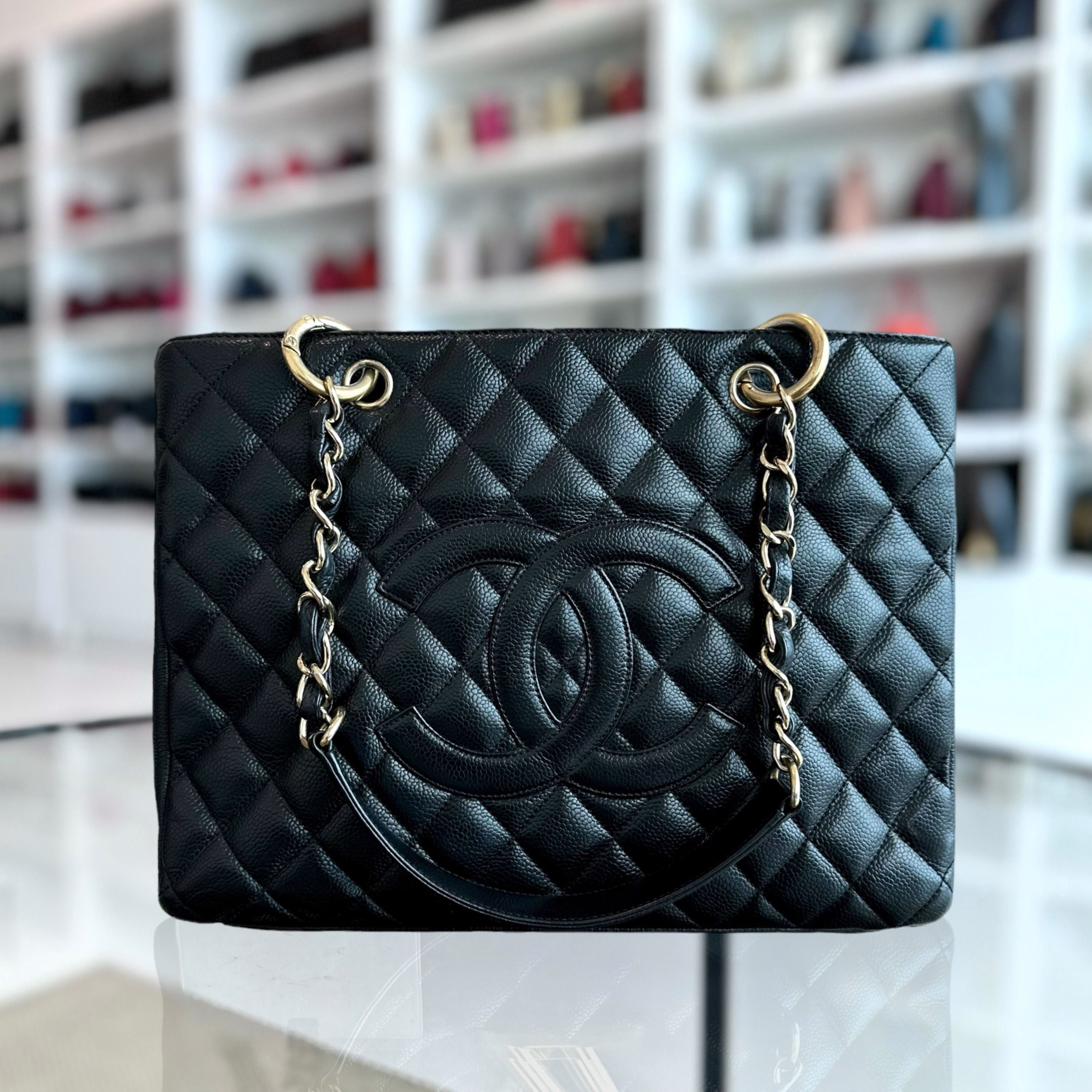 Chanel Caviar GST Grand Shopping Tote Quilted Black GHW No 12 - Luxury Evermore