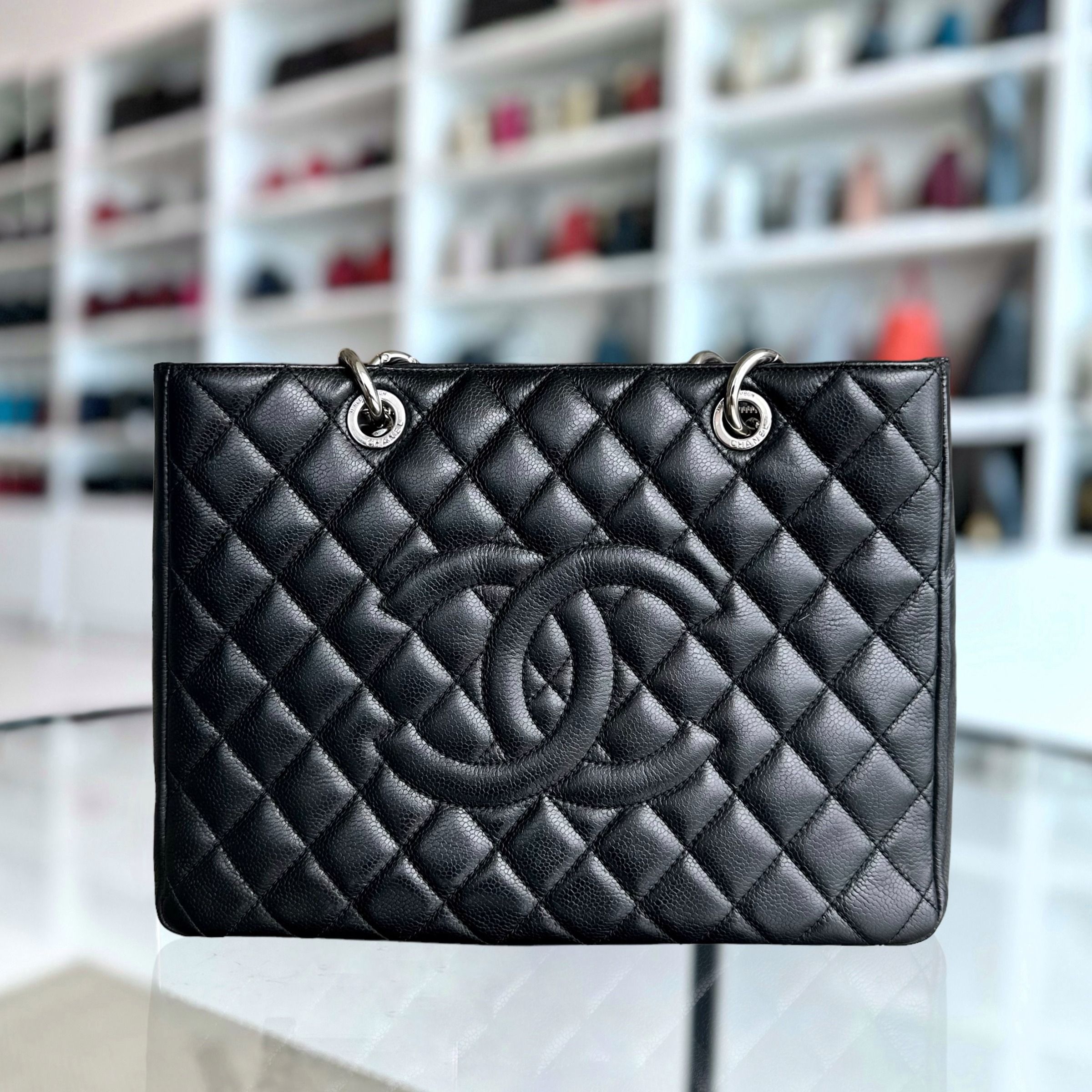 Chanel Caviar GST Grand Shopping Tote Quilted Calfskin Black SHW No 13 - Luxury Evermore