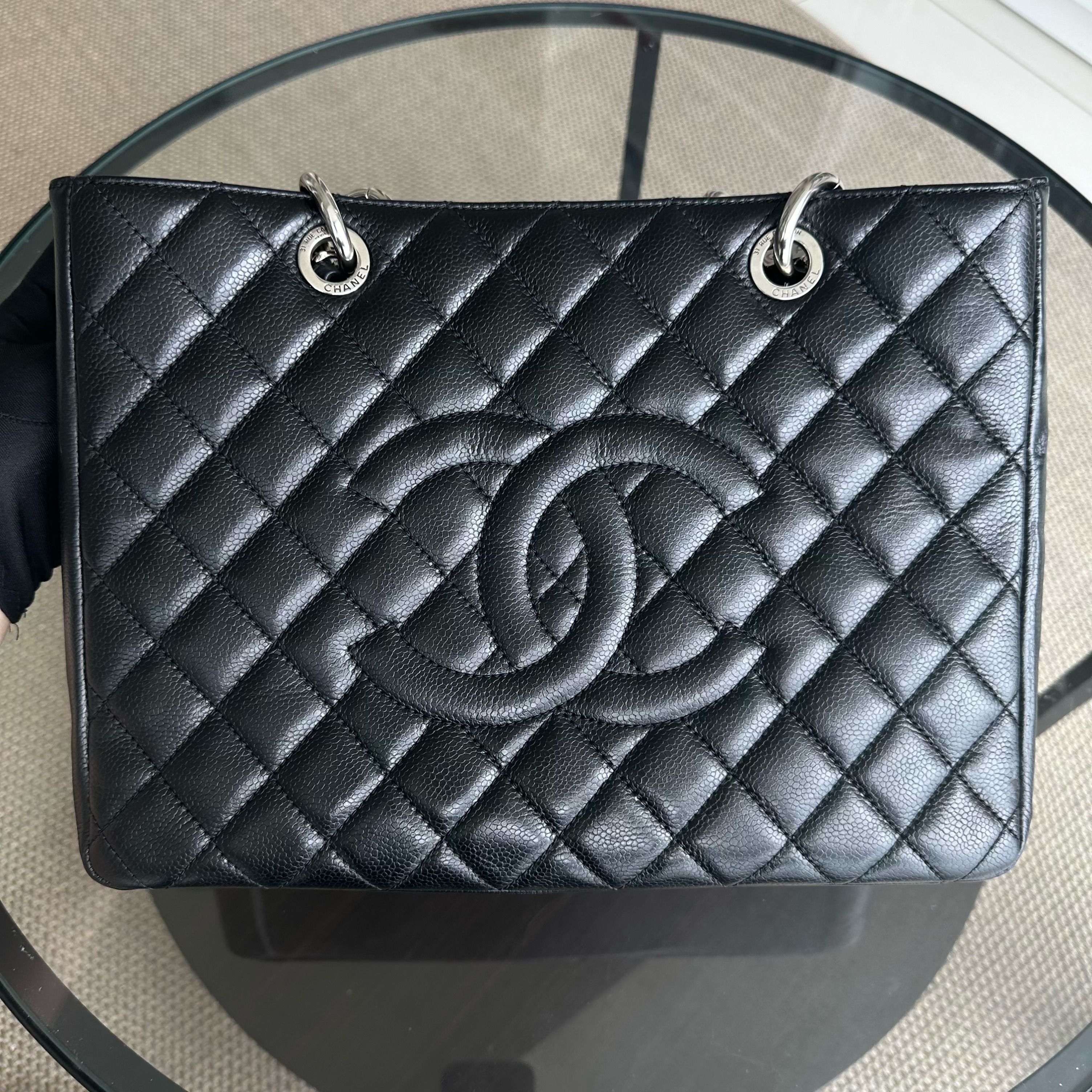 Chanel Caviar GST Grand Shopping Tote Quilted Calfskin Black SHW No 13 - Luxury Evermore