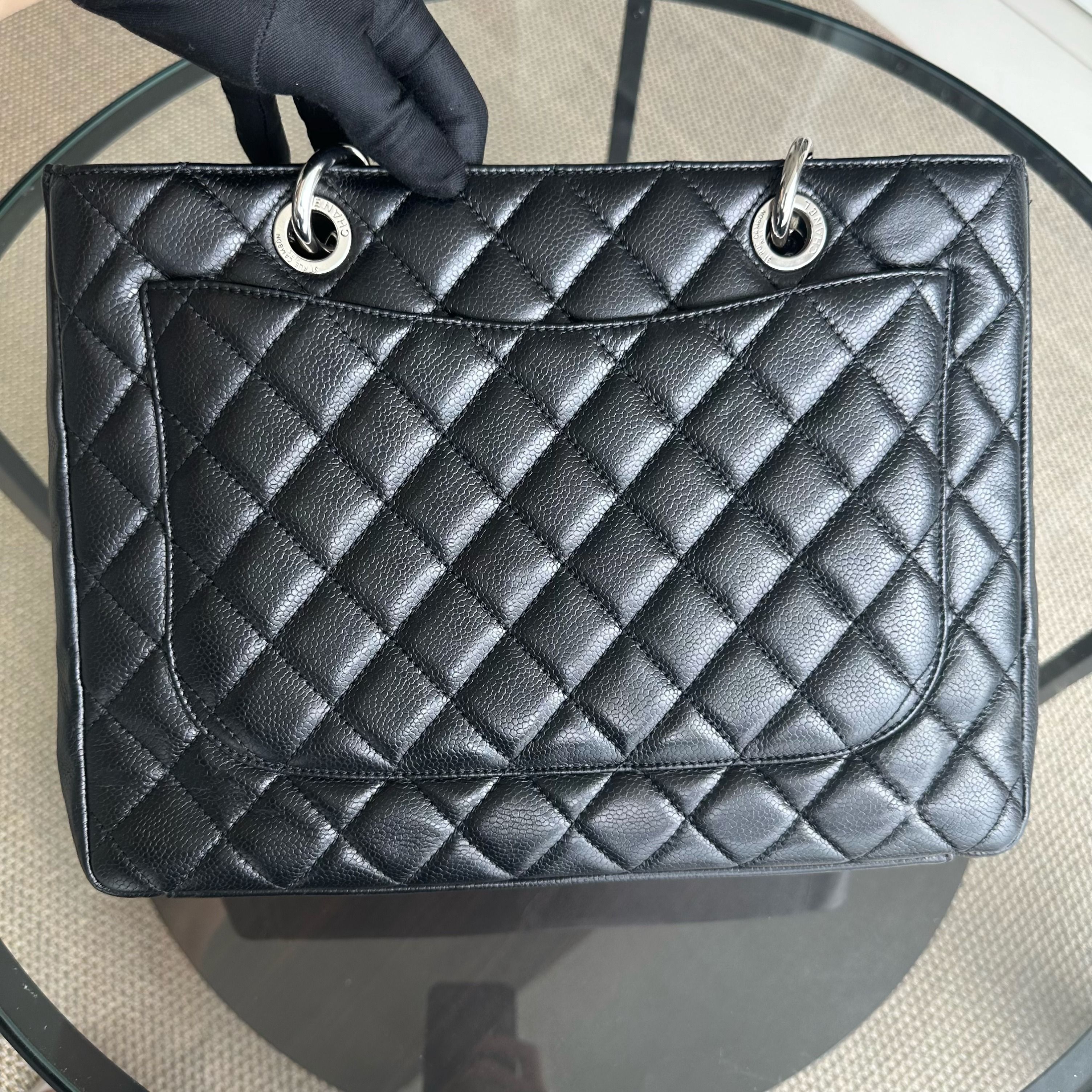 Chanel Caviar GST Grand Shopping Tote Quilted Calfskin Black SHW No 13 - Luxury Evermore