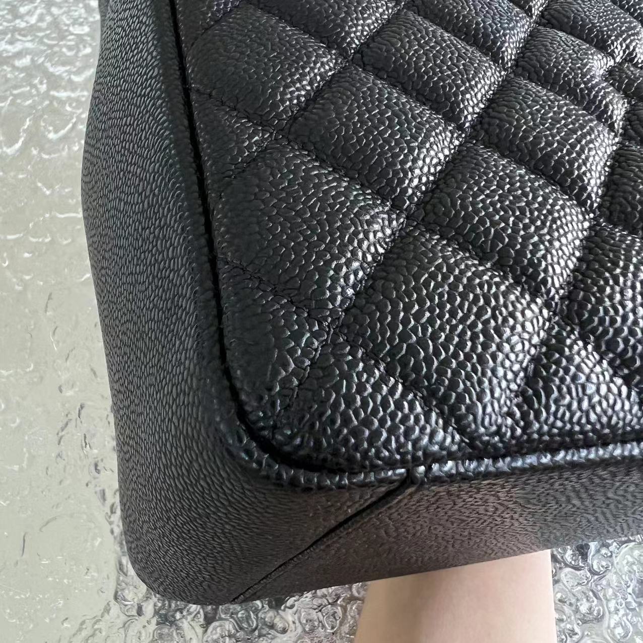 Chanel Caviar GST Grand Shopping Tote Quilted Calfskin Black Silver Hardware - Luxury Evermore