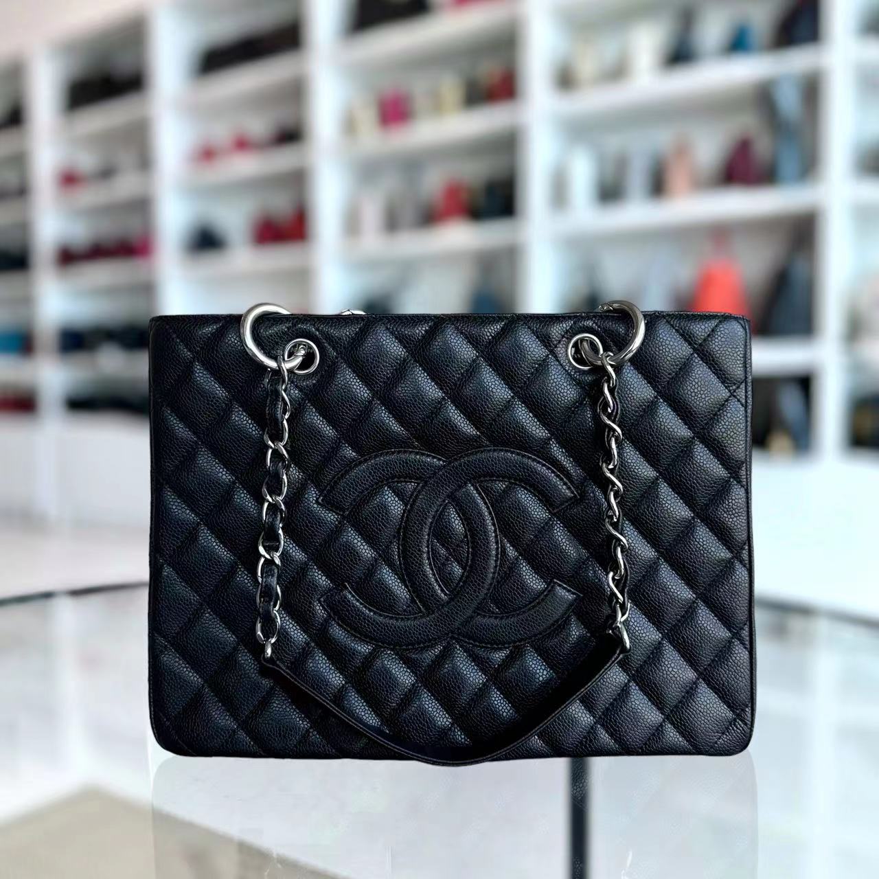 Chanel Caviar GST Grand Shopping Tote Quilted Grained Calfskin Silver Hardware Series 13 - Luxury Evermore