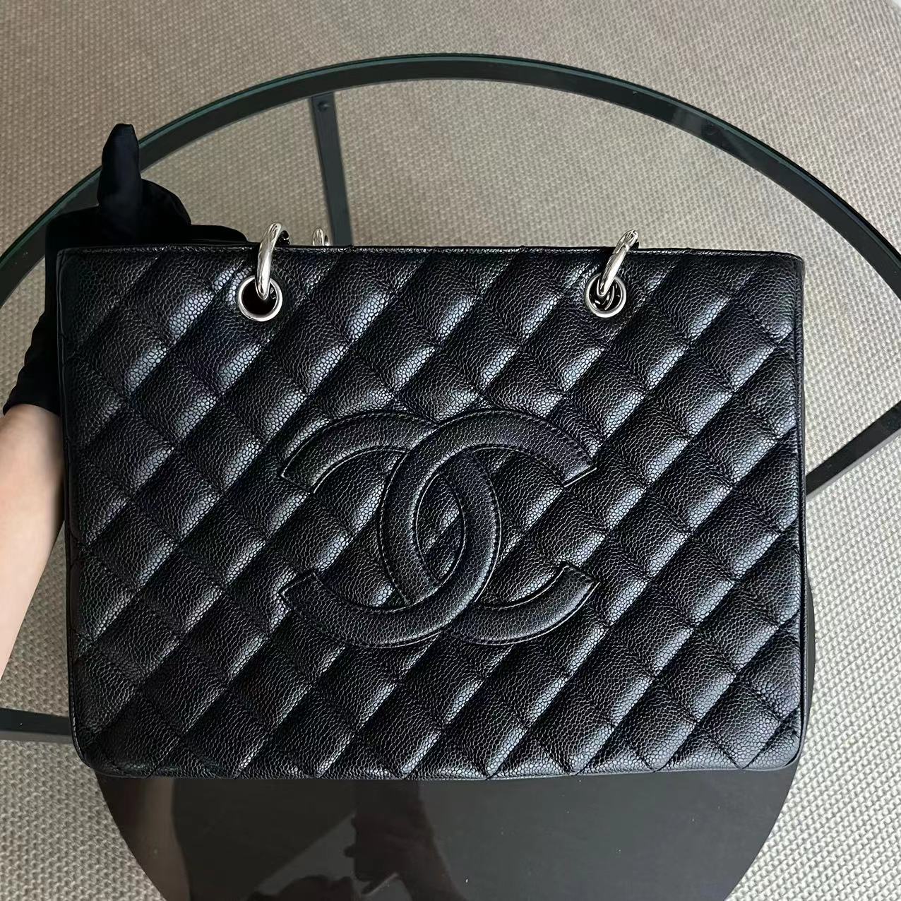 Chanel Caviar GST Grand Shopping Tote Quilted Grained Calfskin Silver Hardware Series 13 - Luxury Evermore