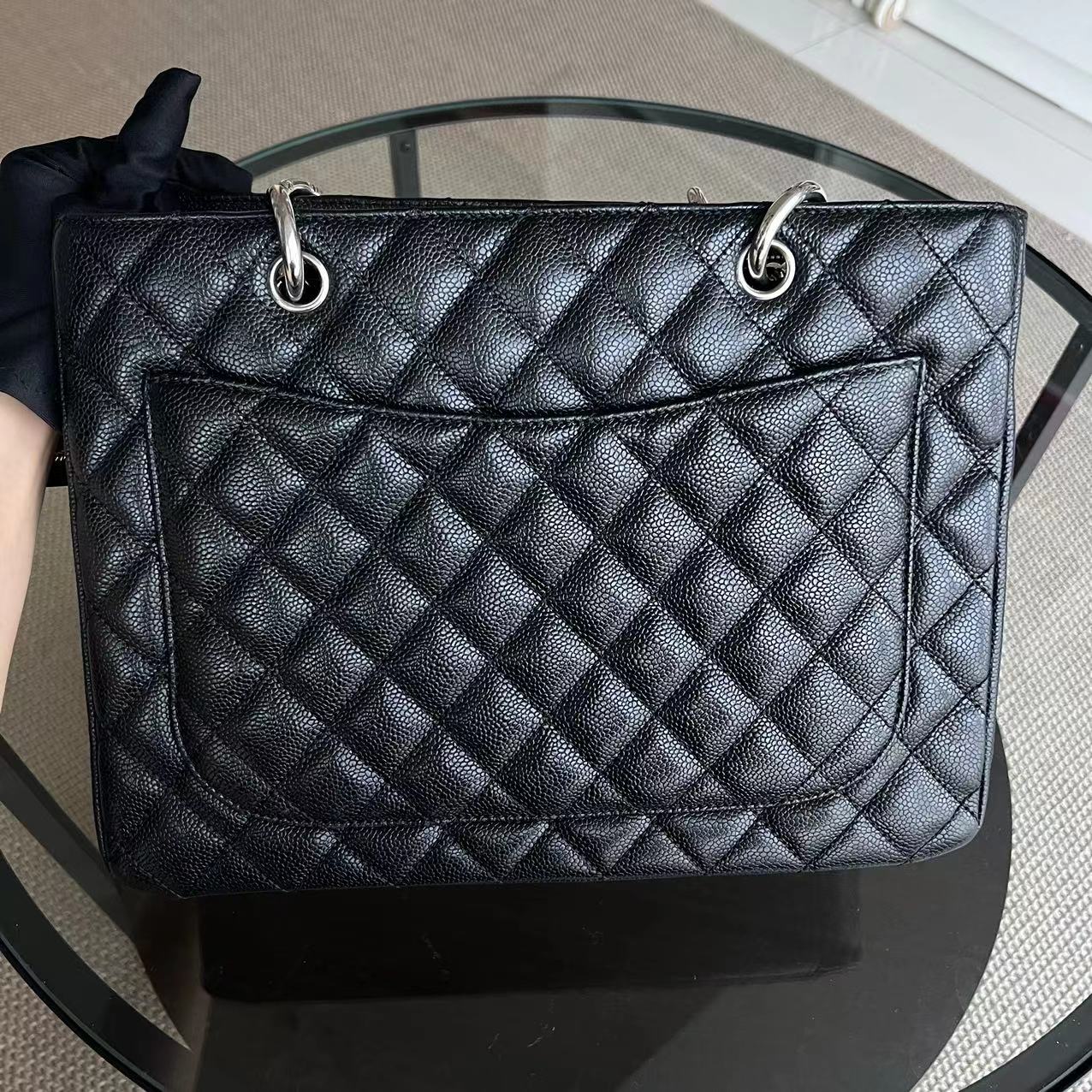 Chanel Caviar GST Grand Shopping Tote Quilted Grained Calfskin Silver Hardware Series 13 - Luxury Evermore