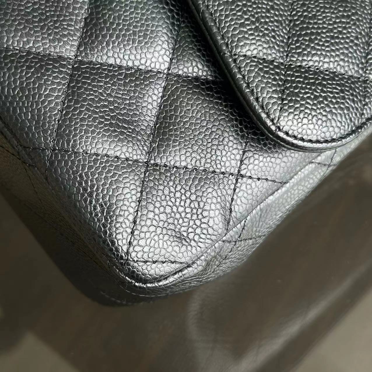 Chanel Caviar Jumbo Classic Flap Single Flap Quilted Calfskin Black SHW No 11 - Luxury Evermore