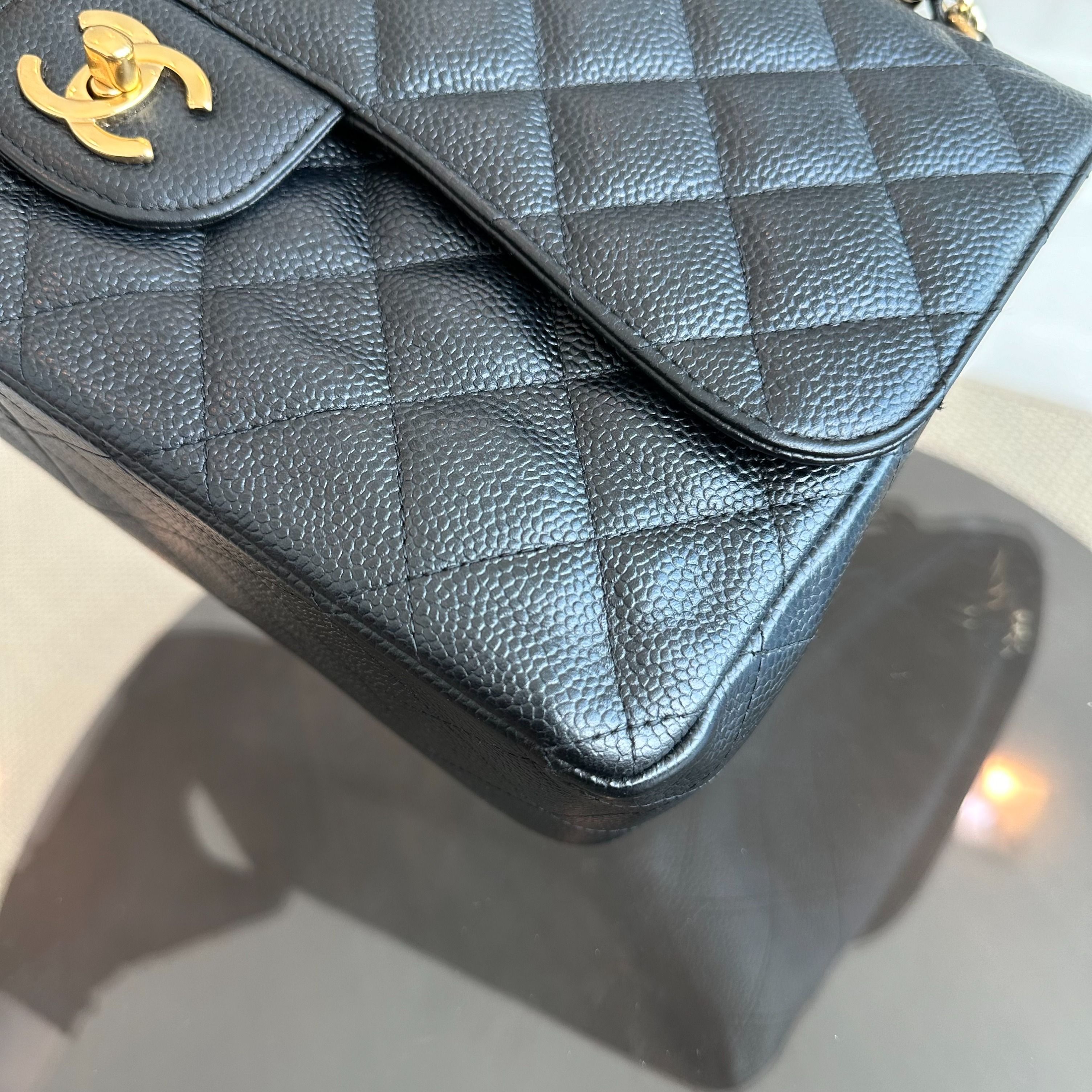 Chanel Caviar Jumbo Double Flap Classic Flap Black GHW No 16 - Luxury Evermore