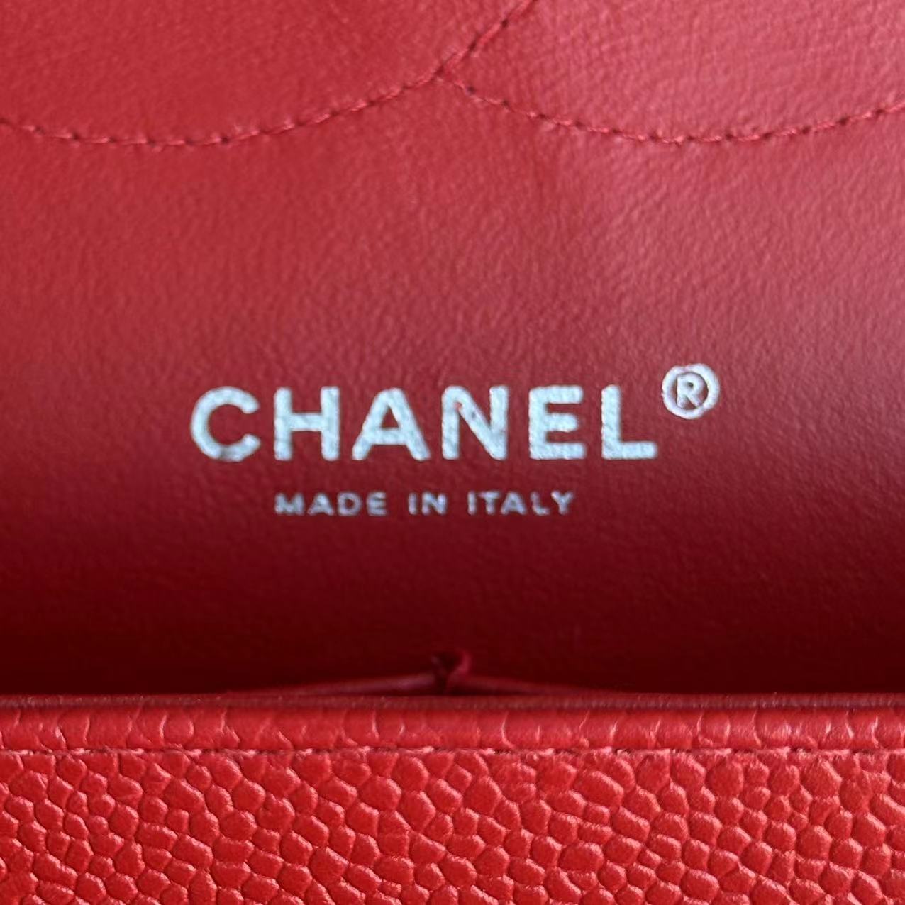 Chanel Caviar Jumbo Double Flap Classic Flap Quilted Calfskin Red SHW No 19 - Luxury Evermore