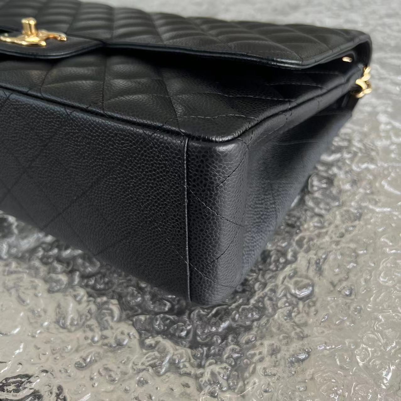 Chanel Caviar Maxi Classic Flap Double Flap Quilted Calfskin Black GHW No 15 - Luxury Evermore