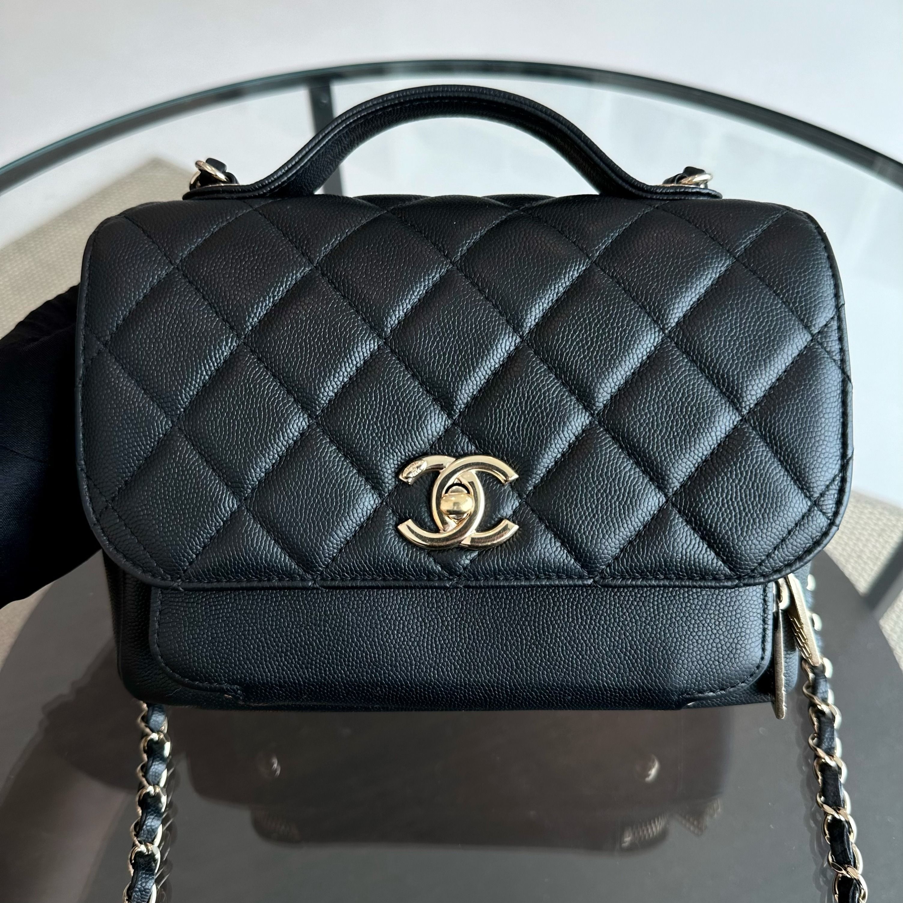 Chanel Caviar Medium 23CM Business Affinity Quilted Calfskin Black GHW No 27 - Luxury Evermore