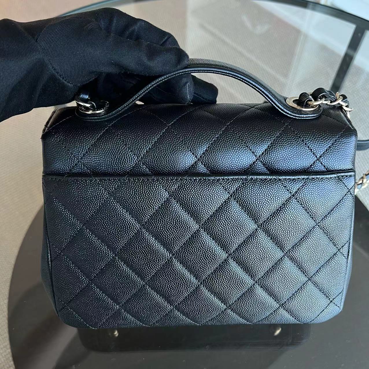 Chanel Caviar Medium Business Affinity 23CM Quilted Calfskin Black GHW No 25 - Luxury Evermore