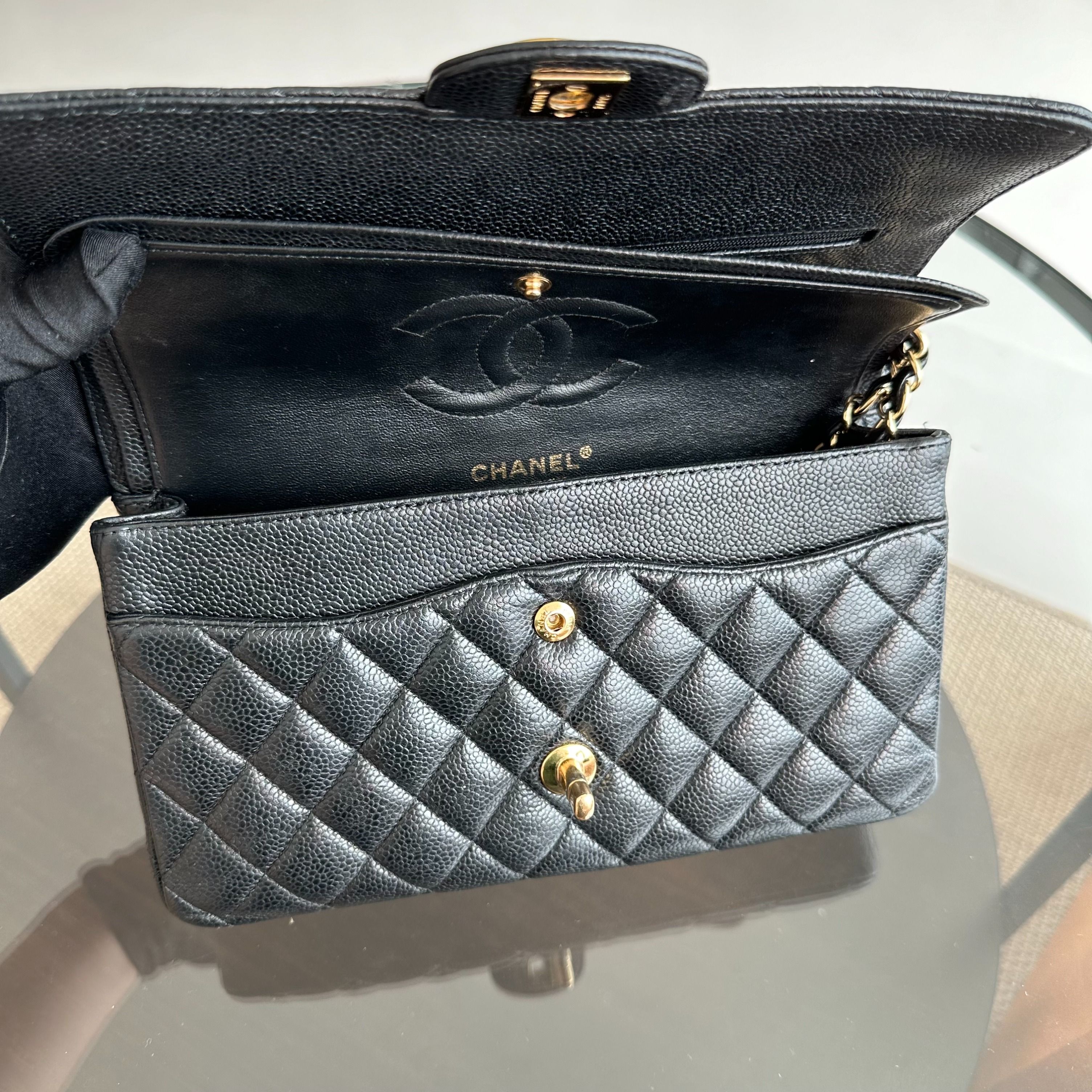 Chanel Caviar Medium Classic Flap Black GHW No 13 - Luxury Evermore