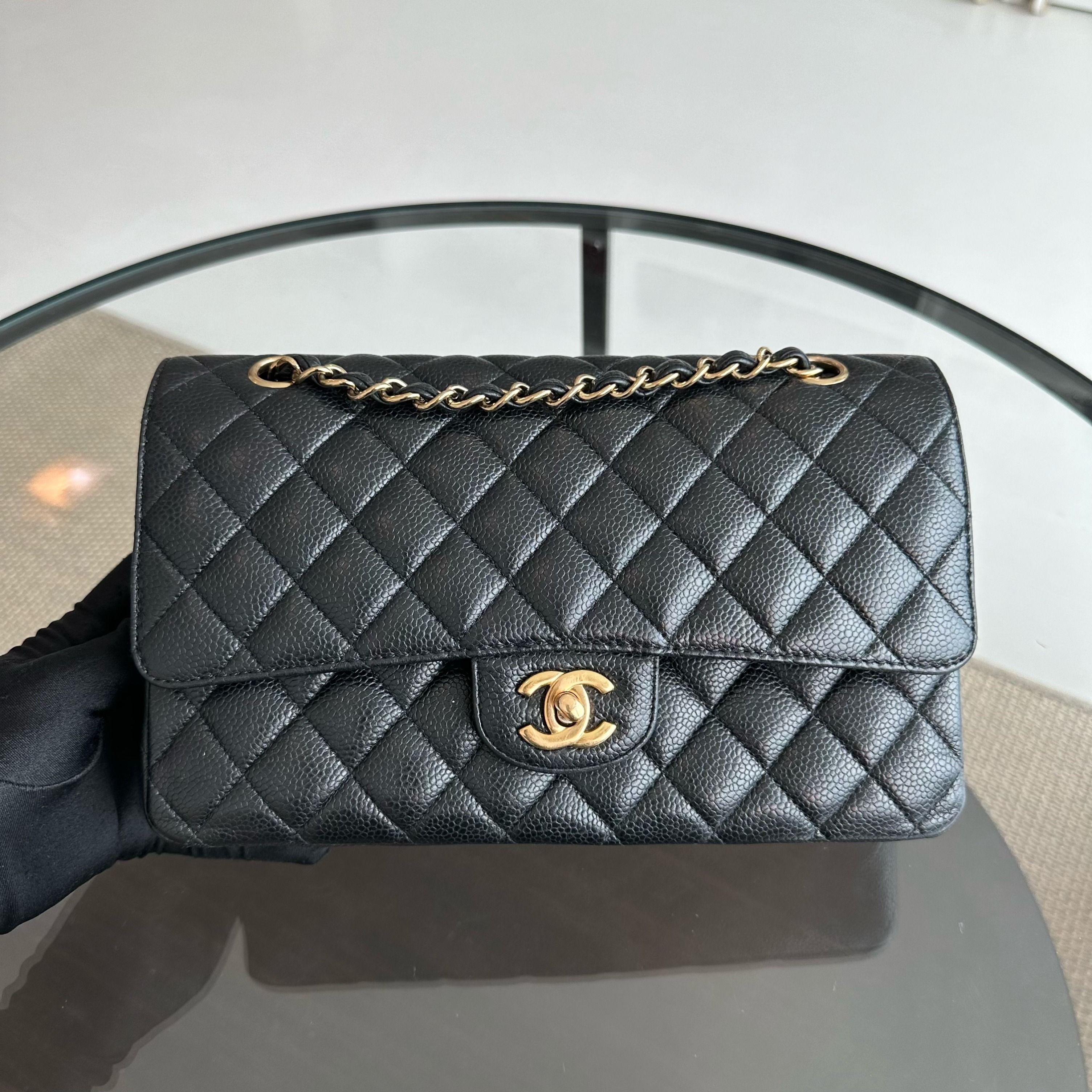 Chanel Caviar Medium Classic Flap Black GHW No 13 - Luxury Evermore