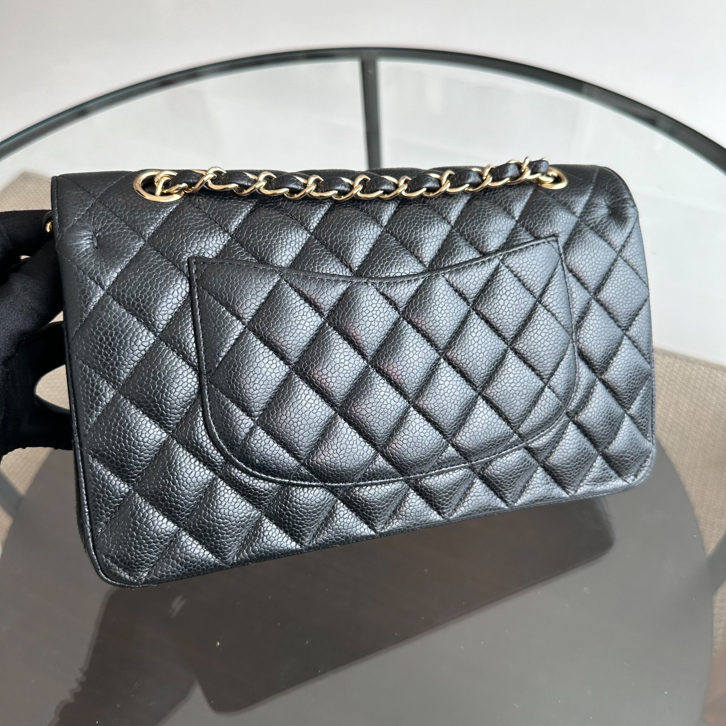 Chanel Caviar Medium Classic Flap Black GHW No 13 - Luxury Evermore