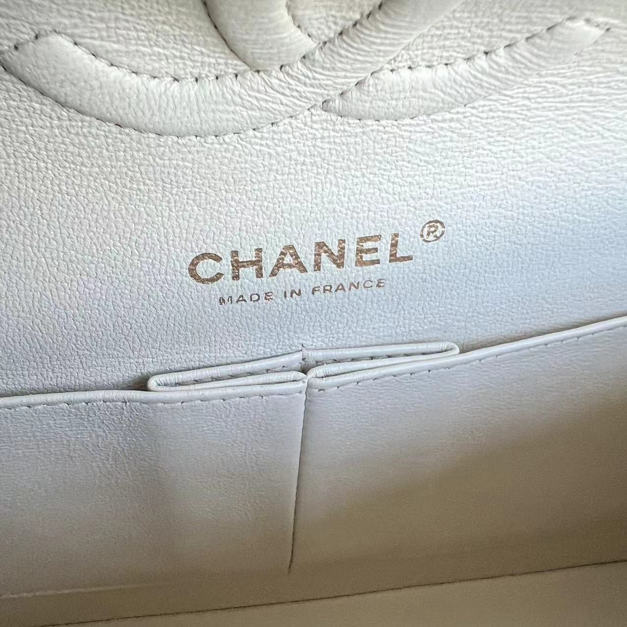 Chanel Caviar Medium Classic Flap Double Flap 25CM Quilted Calfskin White GHW No 23 - Luxury Evermore