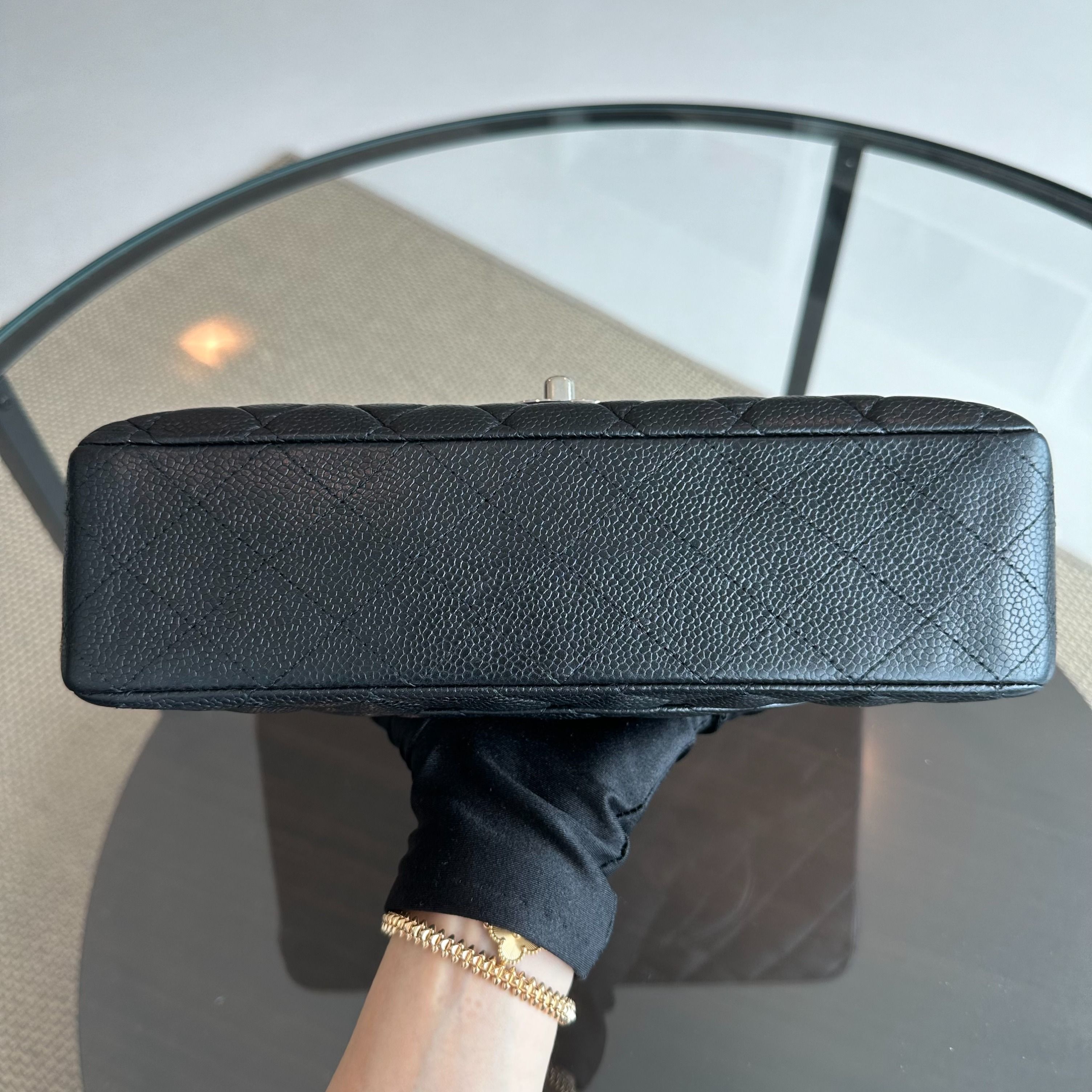 Chanel Caviar Medium Classic Flap Double Flap Black SHW No 13 - Luxury Evermore