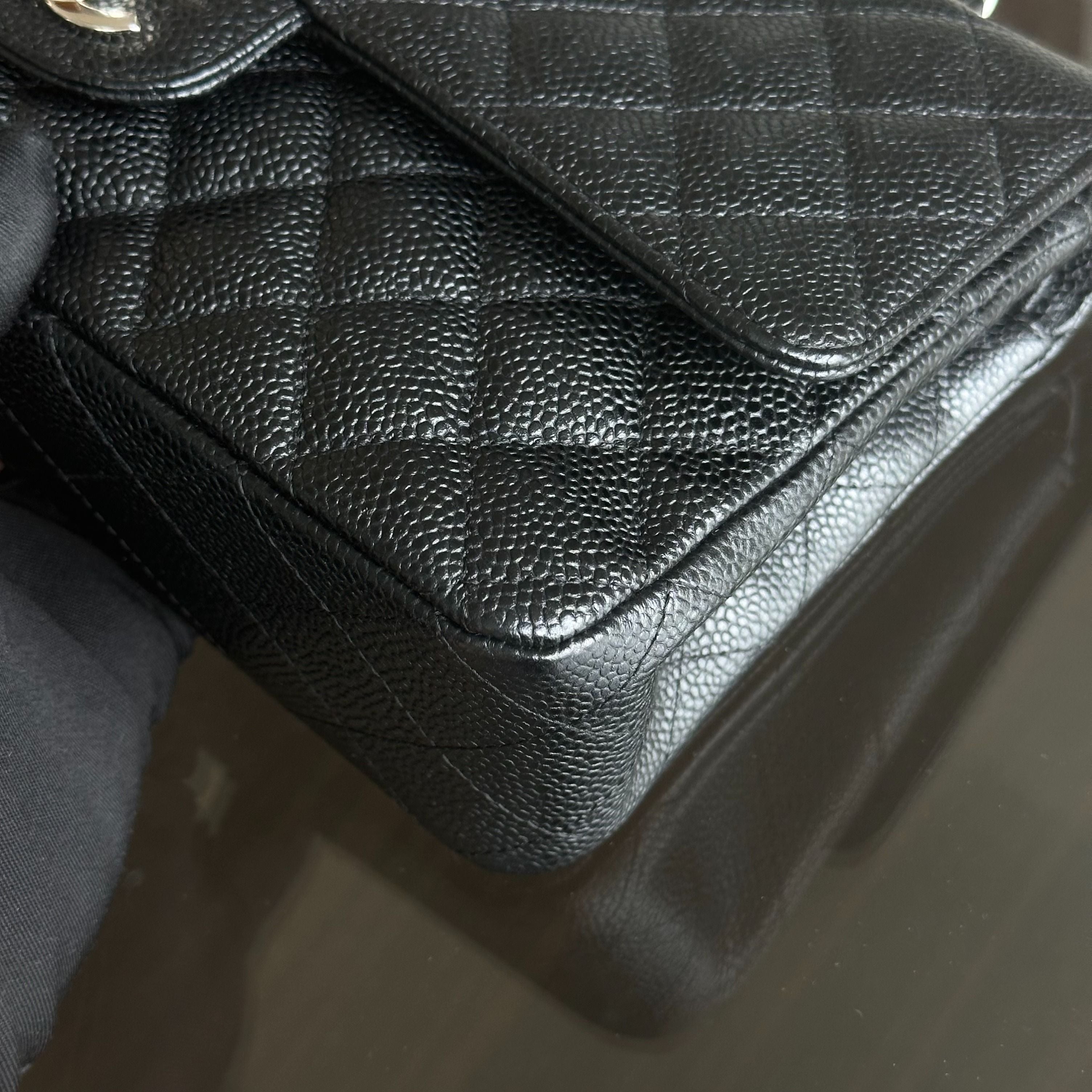 Chanel Caviar Medium Classic Flap Double Flap Quilted Calfskin Black SHW No 13 - Luxury Evermore