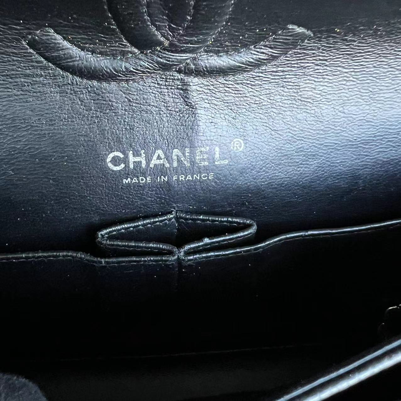 Chanel Caviar Medium Classic Flap Double Flap Quilted Calfskin Black SHW No 14 - Luxury Evermore