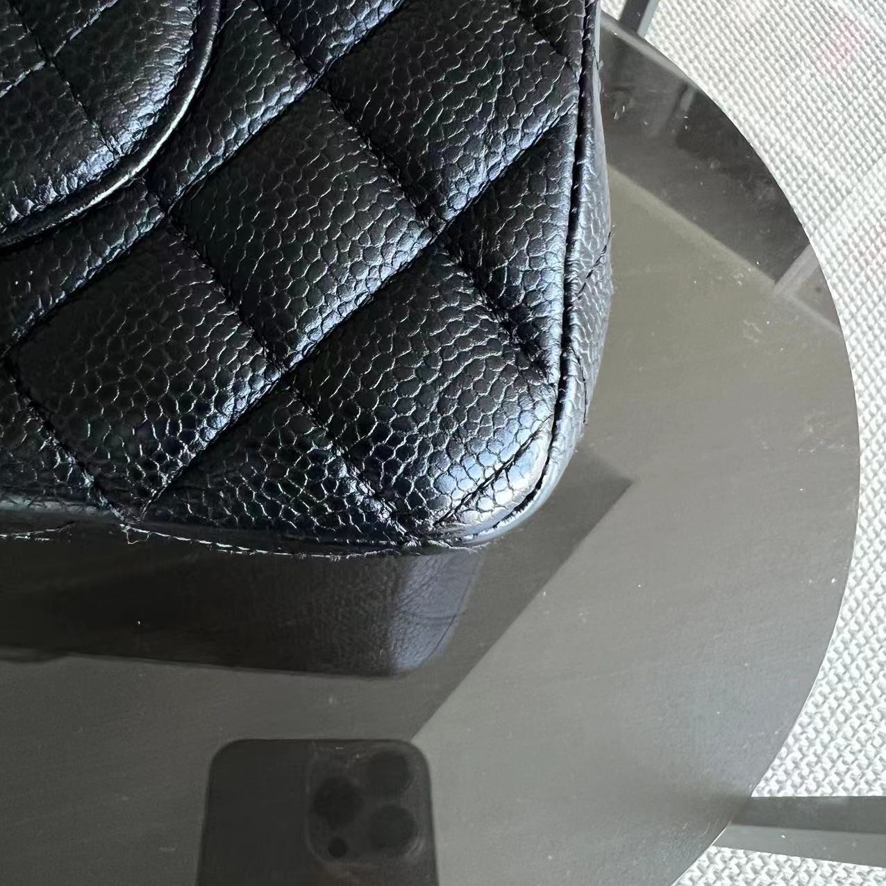 Chanel Caviar Medium Classic Flap Double Flap Quilted Calfskin Black SHW No 14 - Luxury Evermore