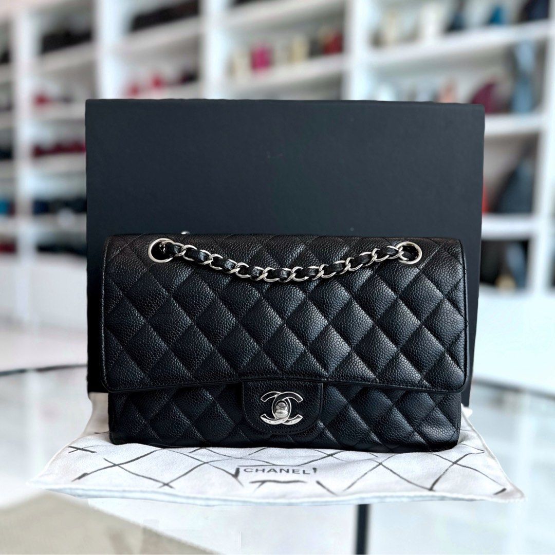 Chanel Caviar Medium Classic Flap Quilted Calfskin Black SHW No 13 - Luxury Evermore