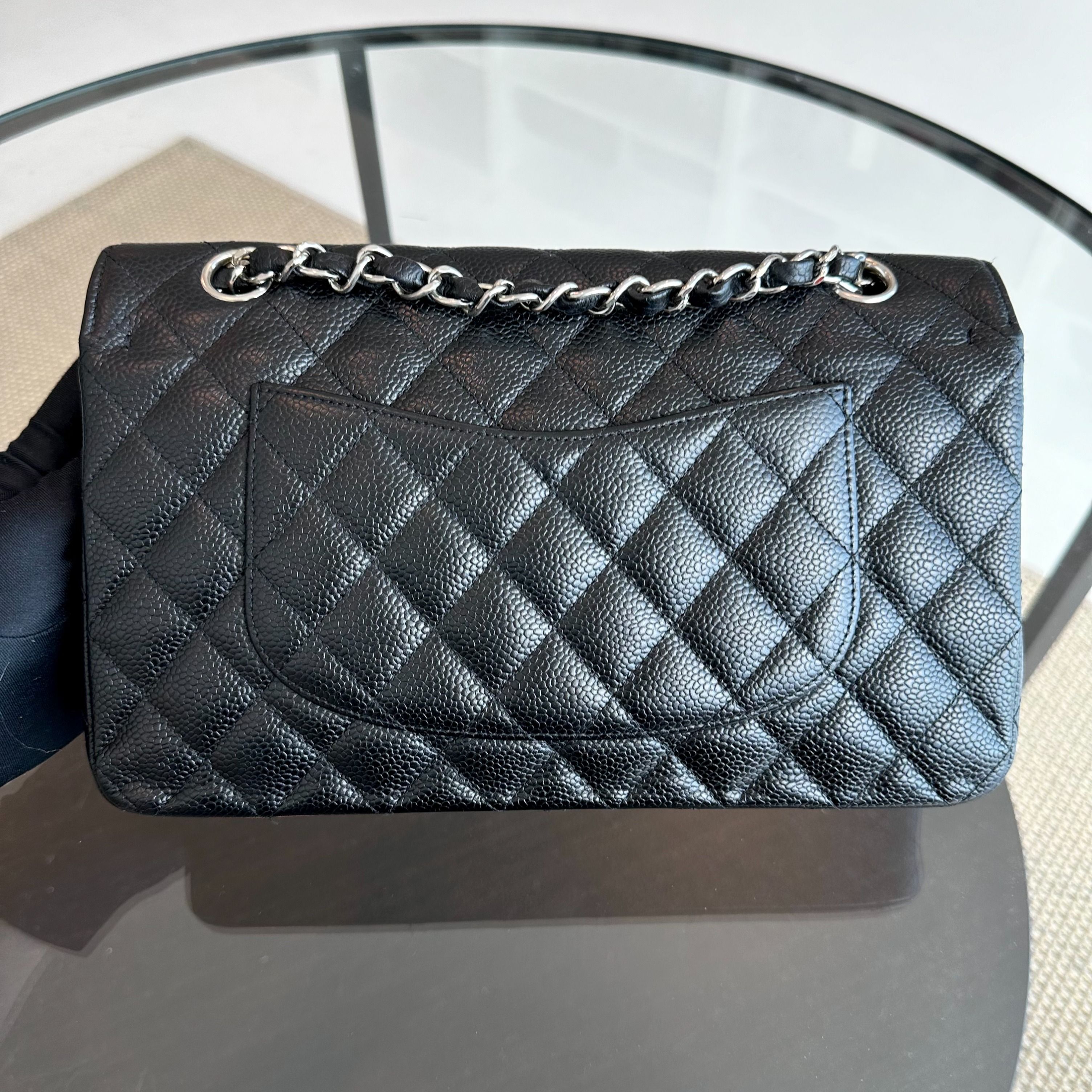 Chanel Caviar Medium Classic Flap Quilted Calfskin Black SHW No 13 - Luxury Evermore