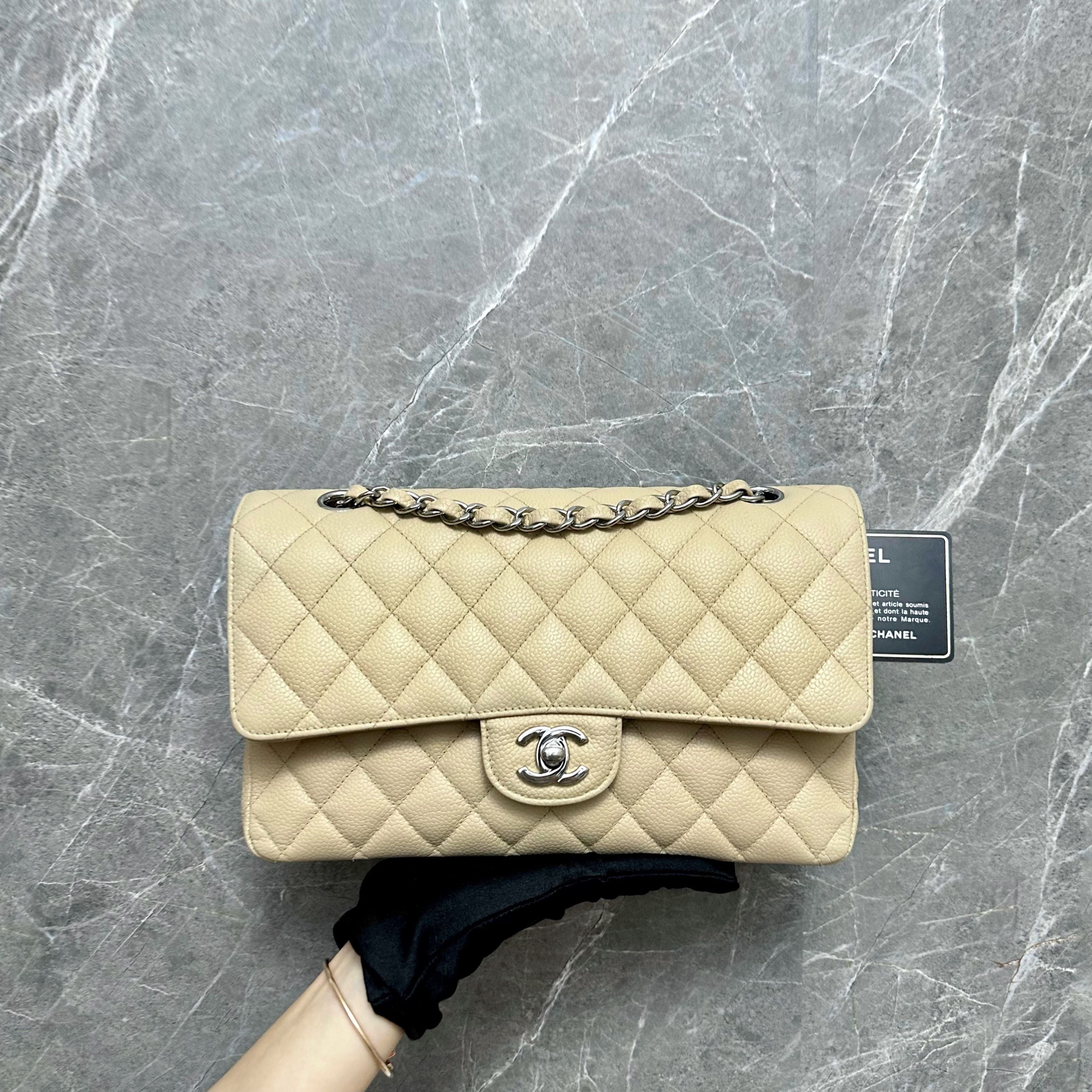 Chanel Caviar Medium Classic FlapChanel Caviar Medium Classic Flap Double Flap Beige SHW No 18 Double Flap Beige SHW No 18 - Luxury Evermore