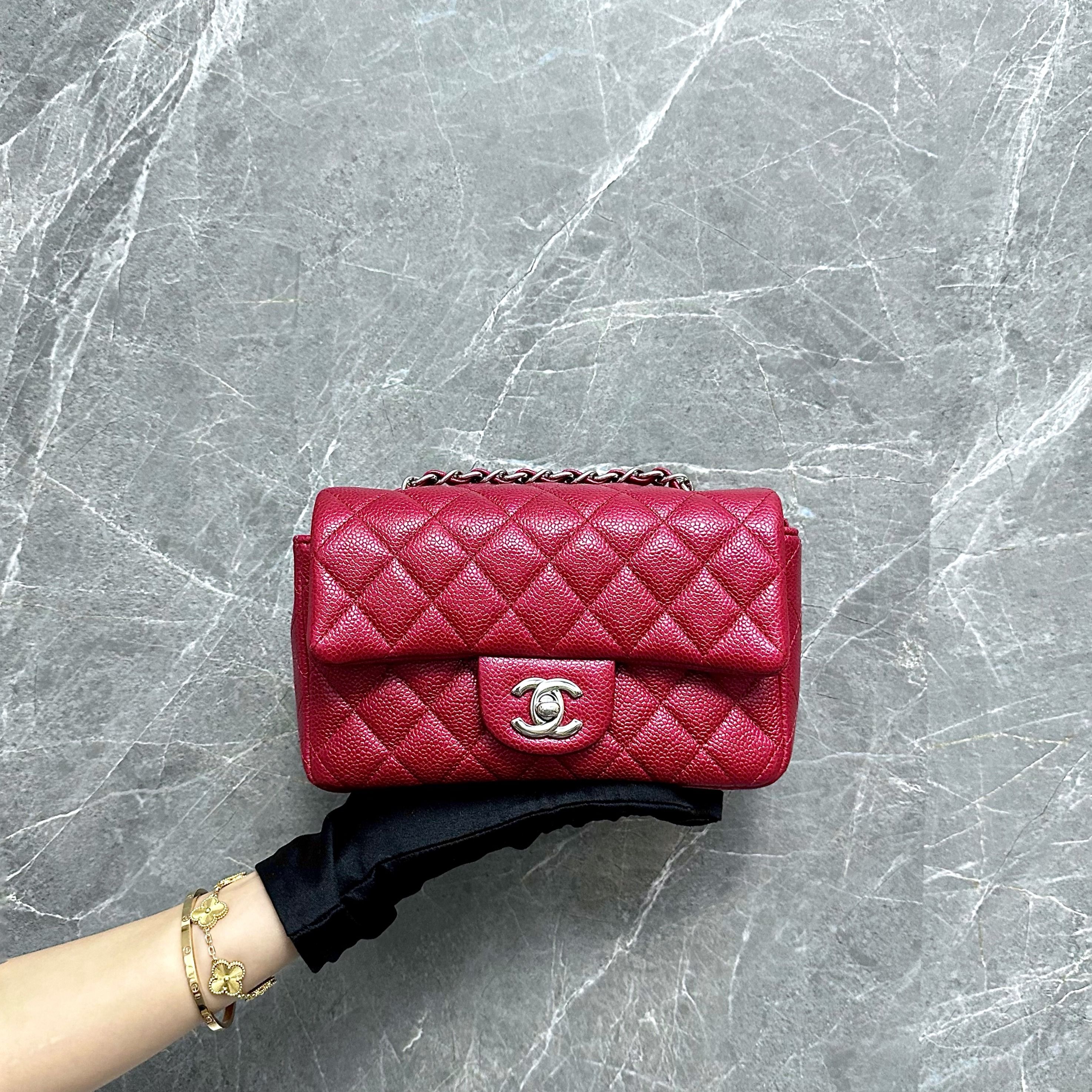 Chanel Caviar Mini Classic Flap Red SHW No 20 - Luxury Evermore