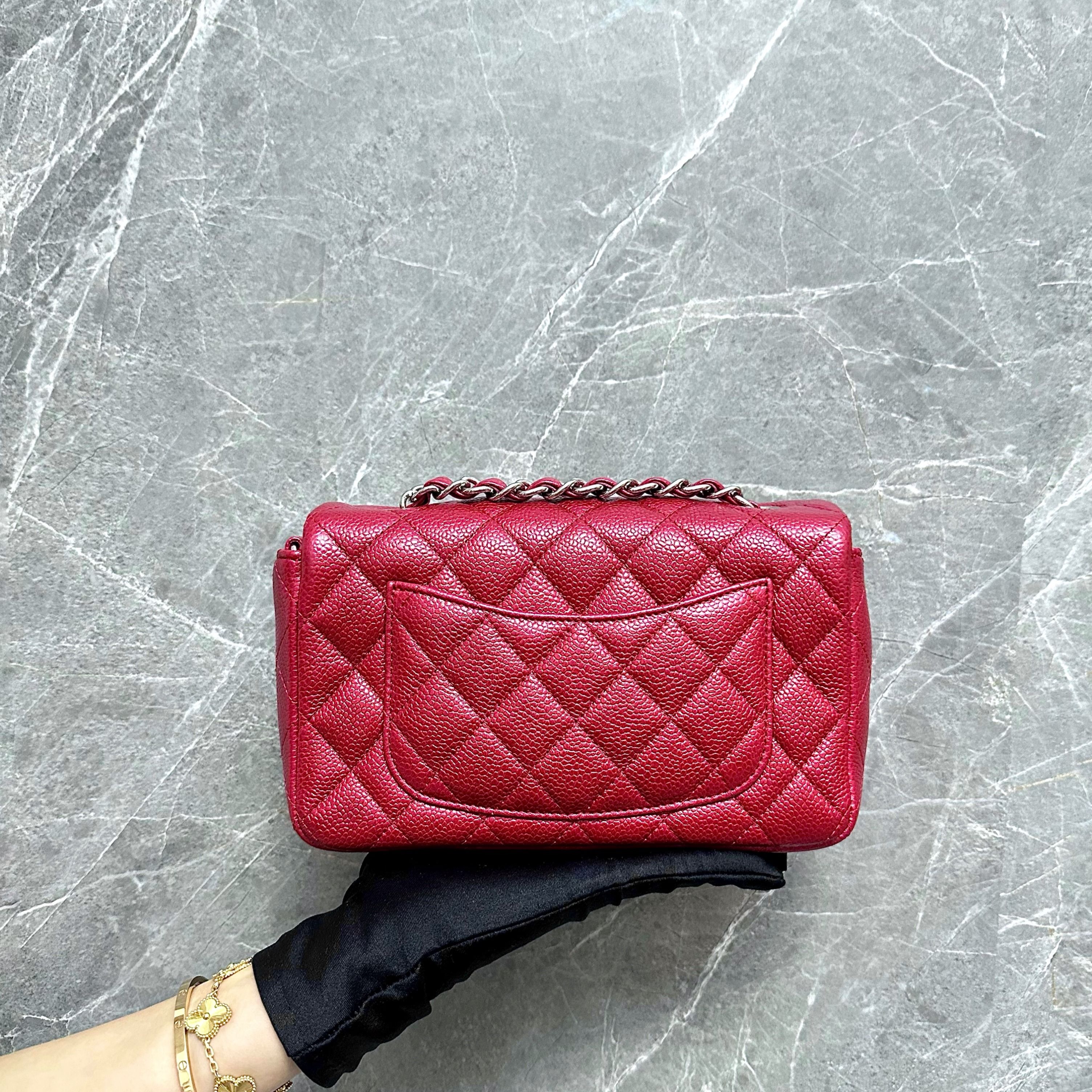 Chanel Caviar Mini Classic Flap Red SHW No 20 - Luxury Evermore