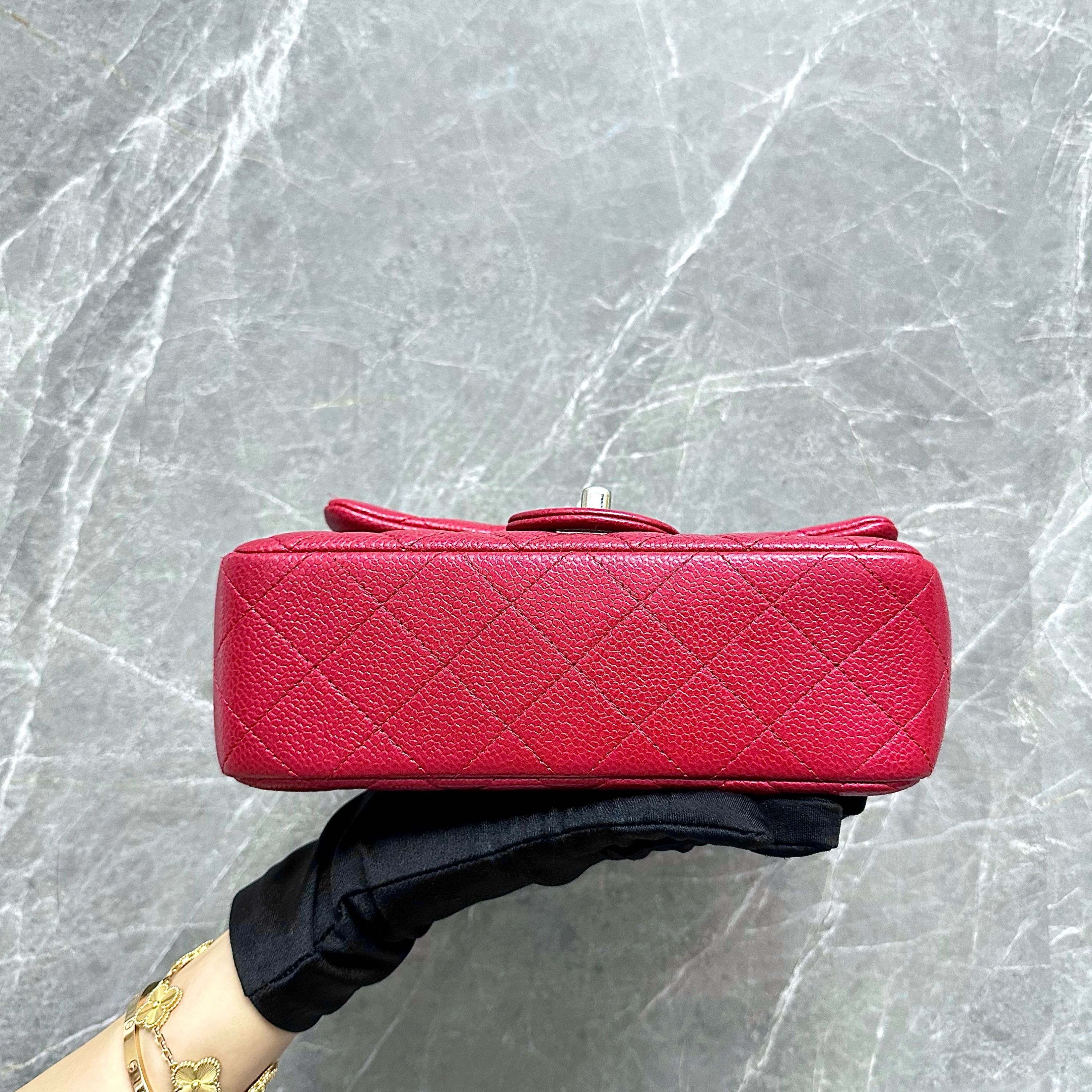 Chanel Caviar Mini Classic Flap Red SHW No 20 - Luxury Evermore