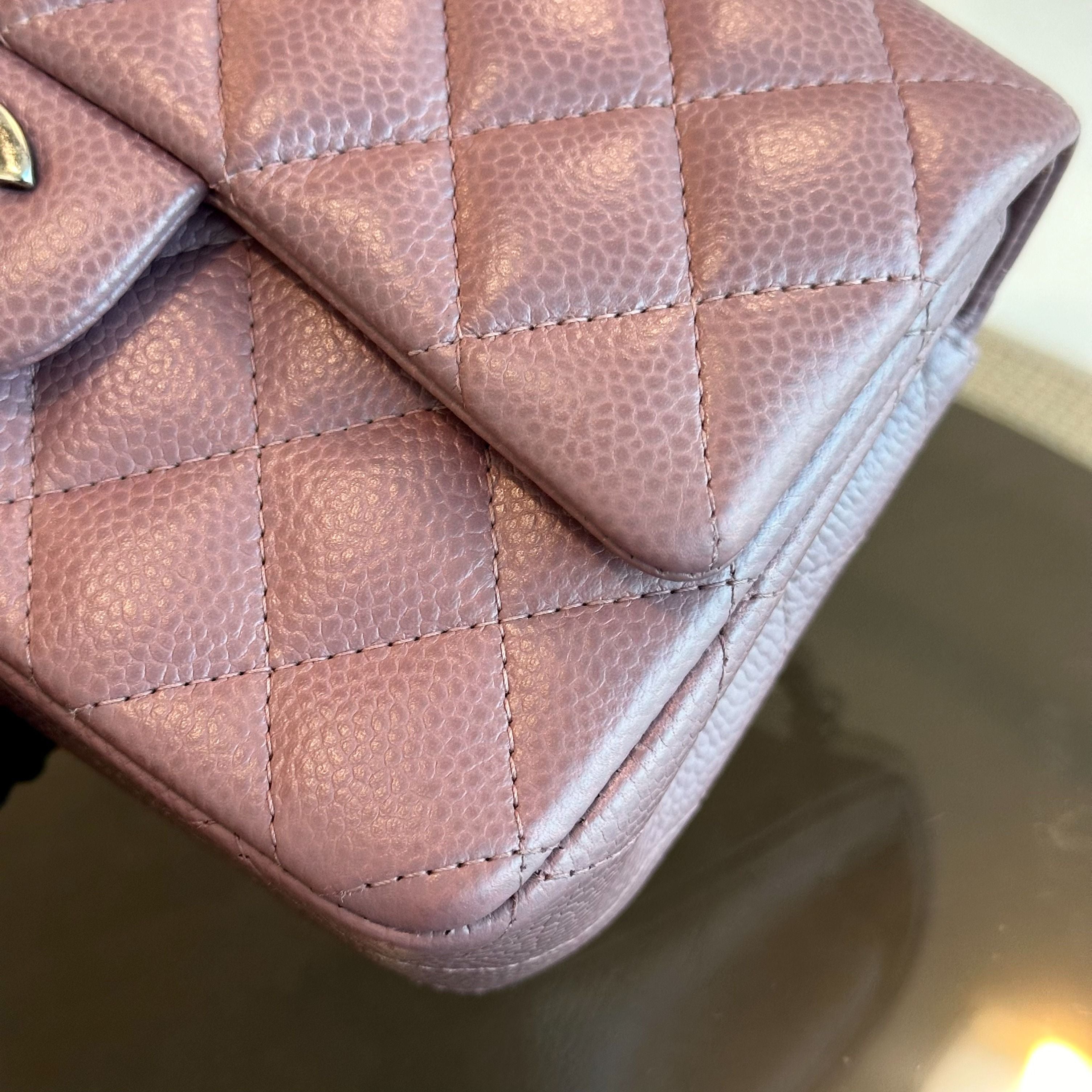 Chanel Caviar Mini Rectangular 20CM Classic Flap Quilted Calfskin Purple RSHW No 21 - Luxury Evermore